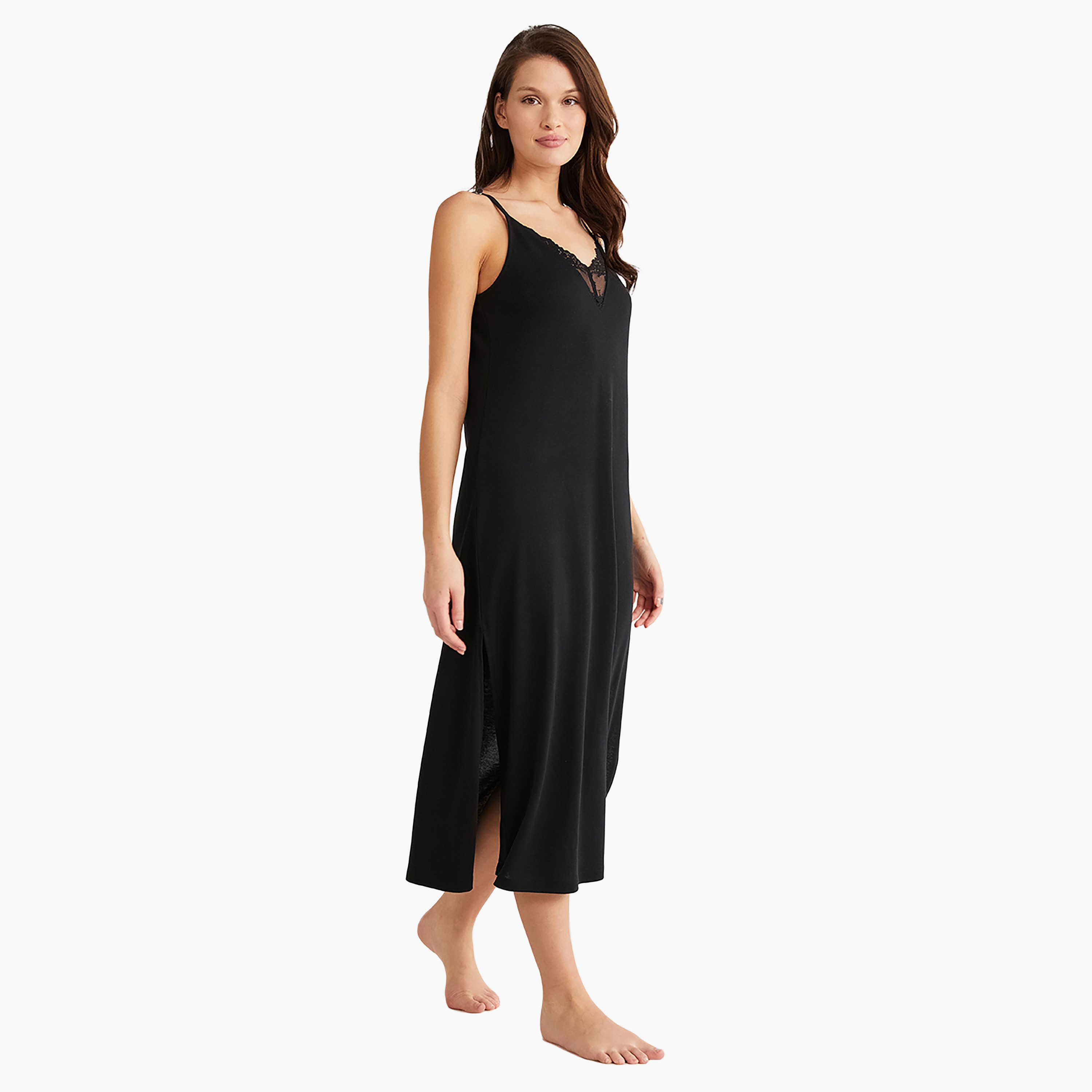 Penye Mood Robe Set with Floral Shoulder Strap Slip Dress and Women's Robe-women-clothing-nightwear-pyjamas-longsets-image-7