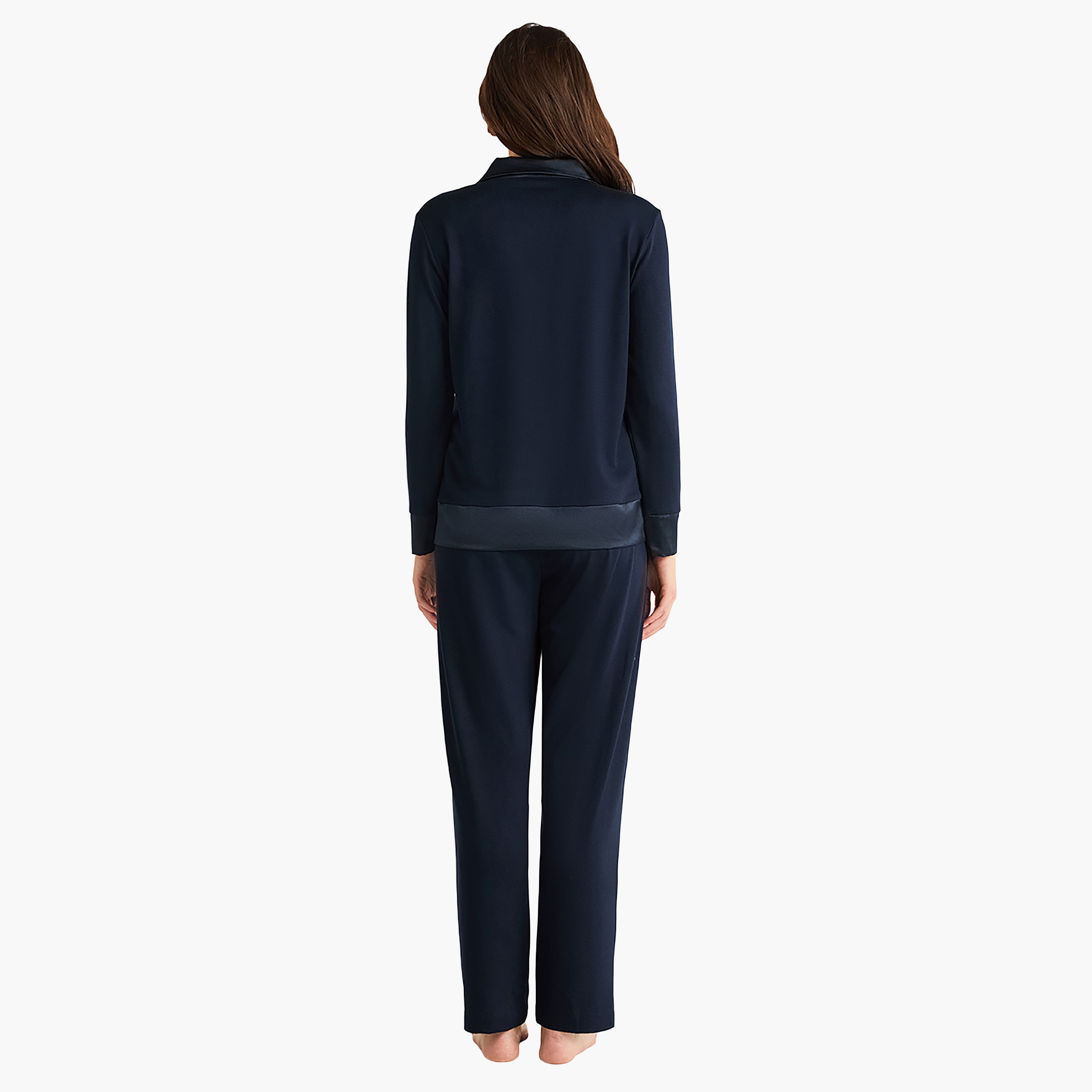 طقم بيجاما مكون من قميص داخلي بياقة سادة وبيجامة نسائية من بيني موود-women-clothing-nightwear-pyjamas-longsets-image-4