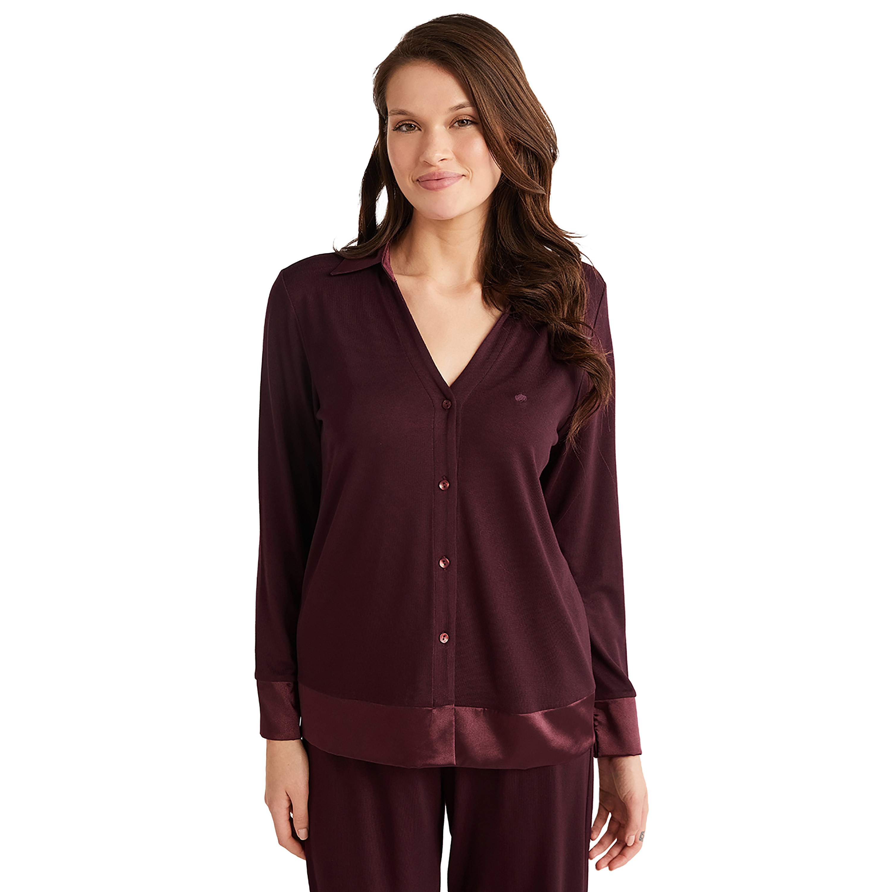 طقم بيجاما مكون من قميص داخلي بياقة سادة وبيجامة نسائية من بيني موود-women-clothing-nightwear-pyjamas-longsets-image-10