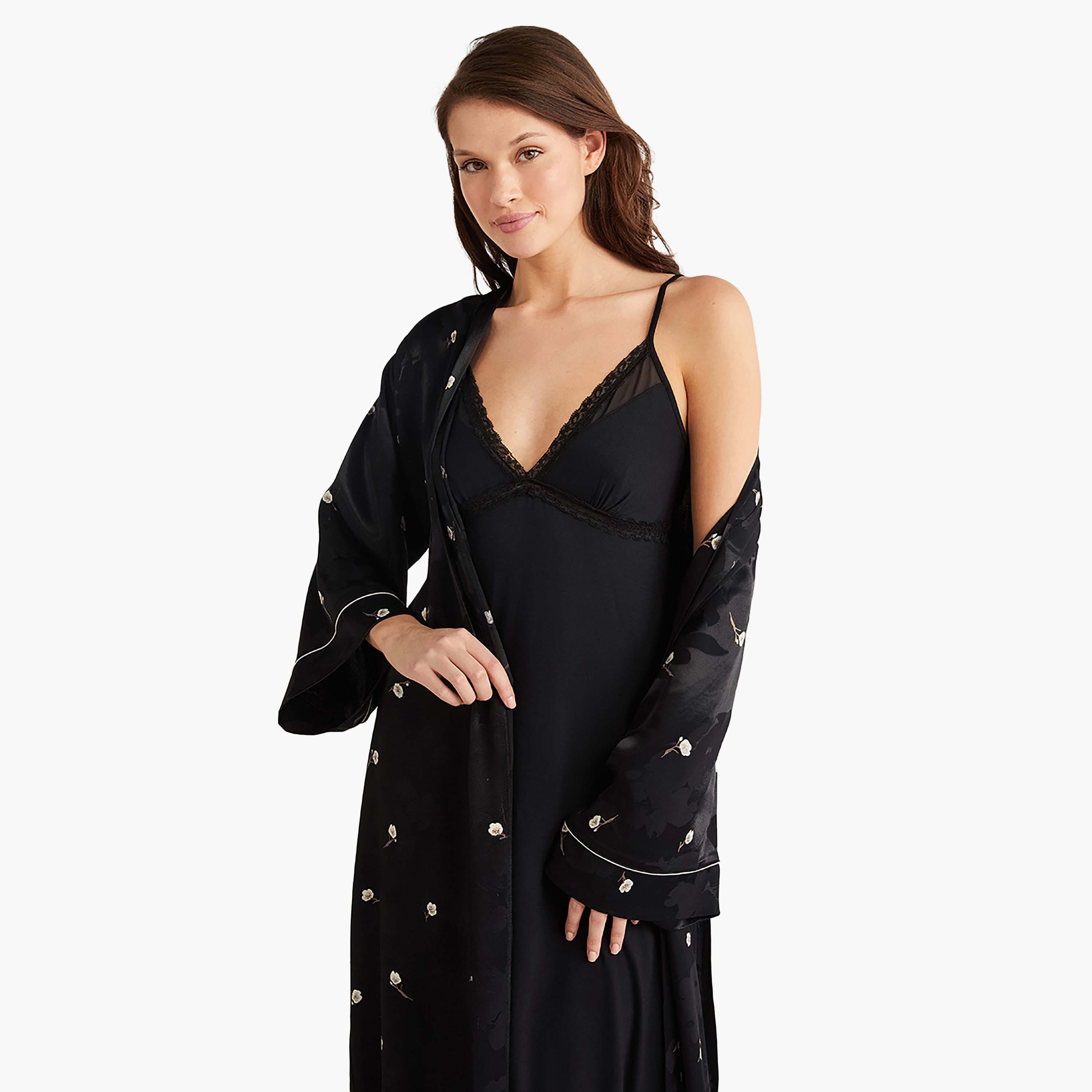 Penye Mood Robe Set with Floral Shoulder Strap Slip Dress and Women's Robe-women-clothing-nightwear-pyjamas-longsets-image-2