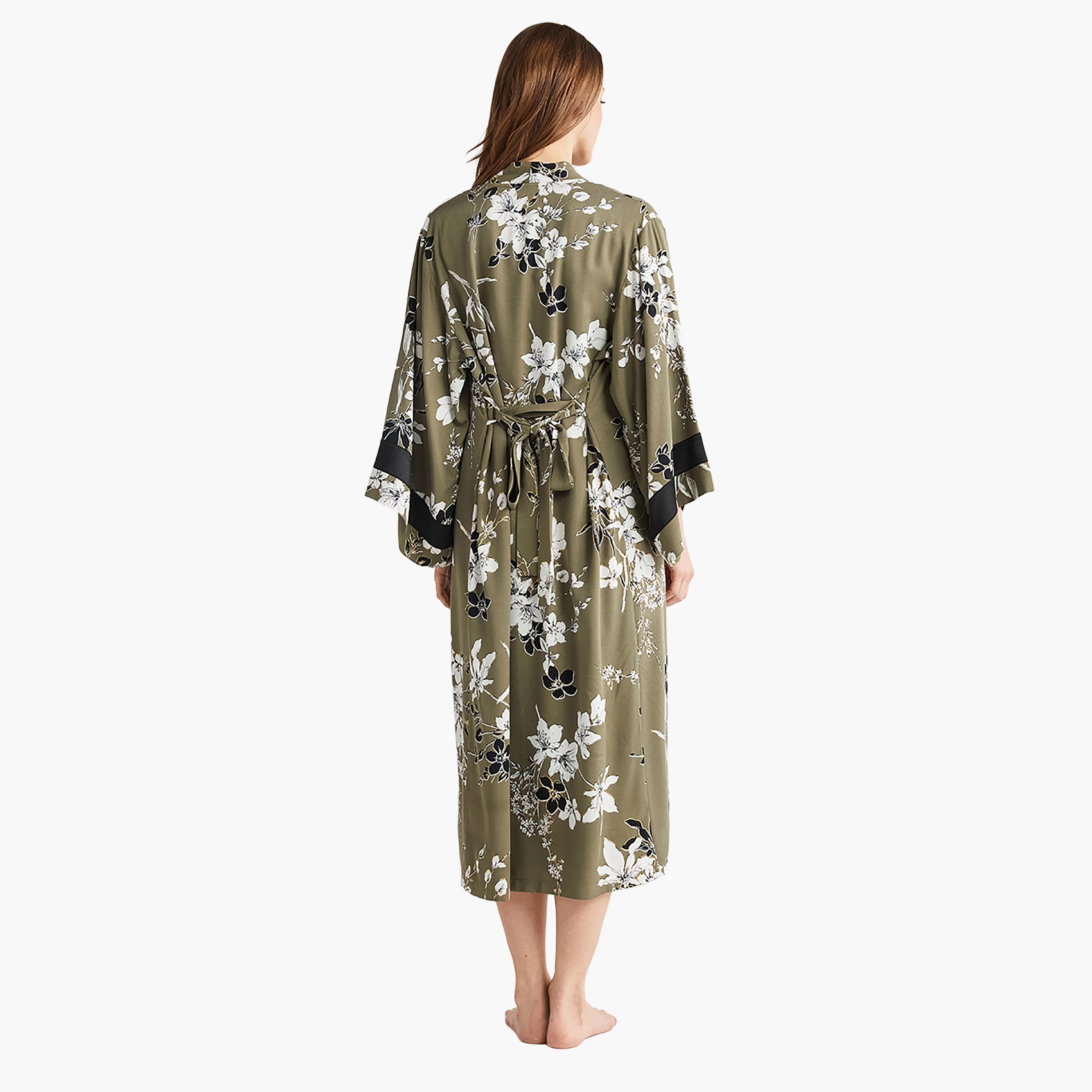 طقم رداء مكون من فستان منقوش بفتحة V ورداء نسائي من بيني موود-women-clothing-nightwear-pyjamas-longsets-image-4