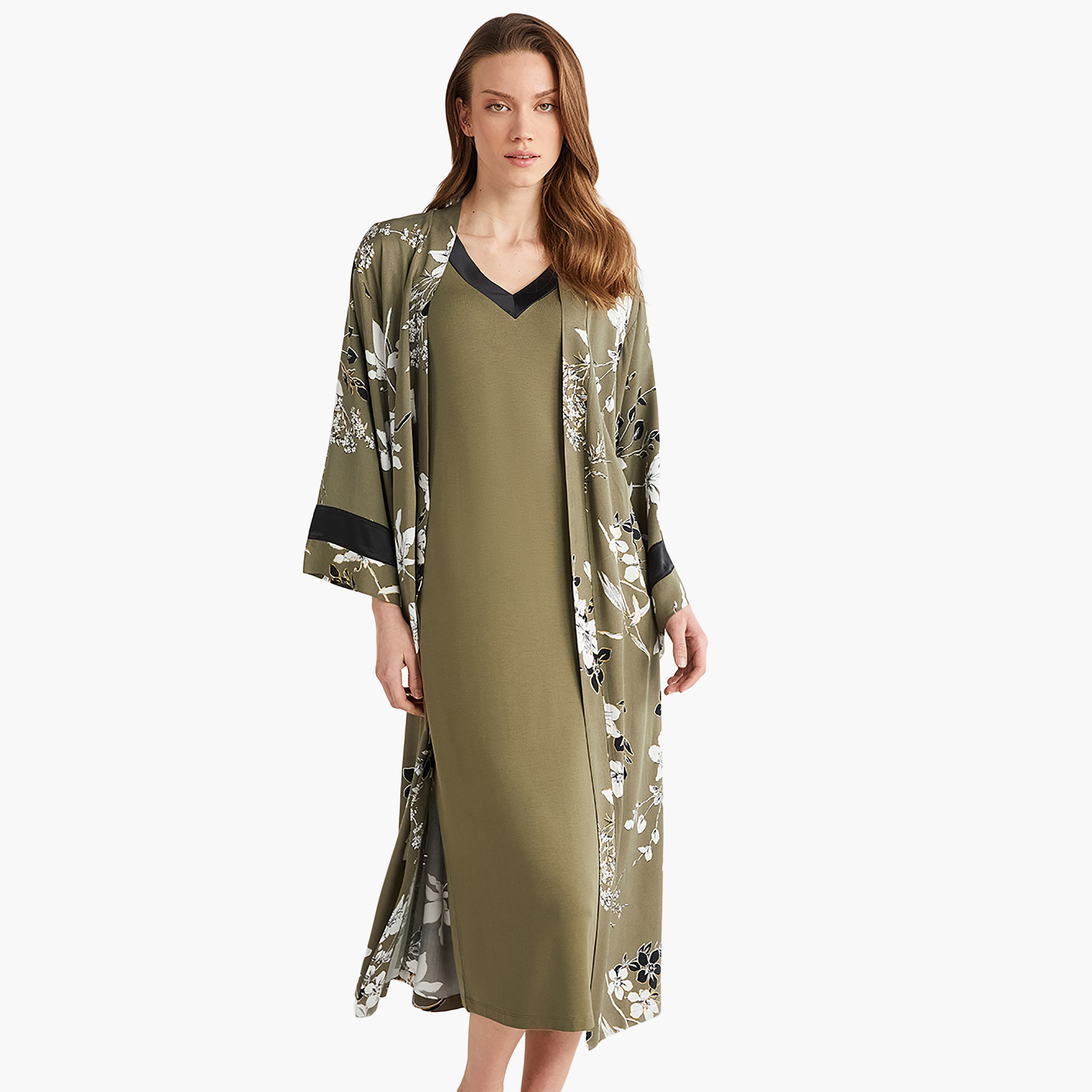 طقم رداء مكون من فستان منقوش بفتحة V ورداء نسائي من بيني موود-women-clothing-nightwear-pyjamas-longsets-image-5