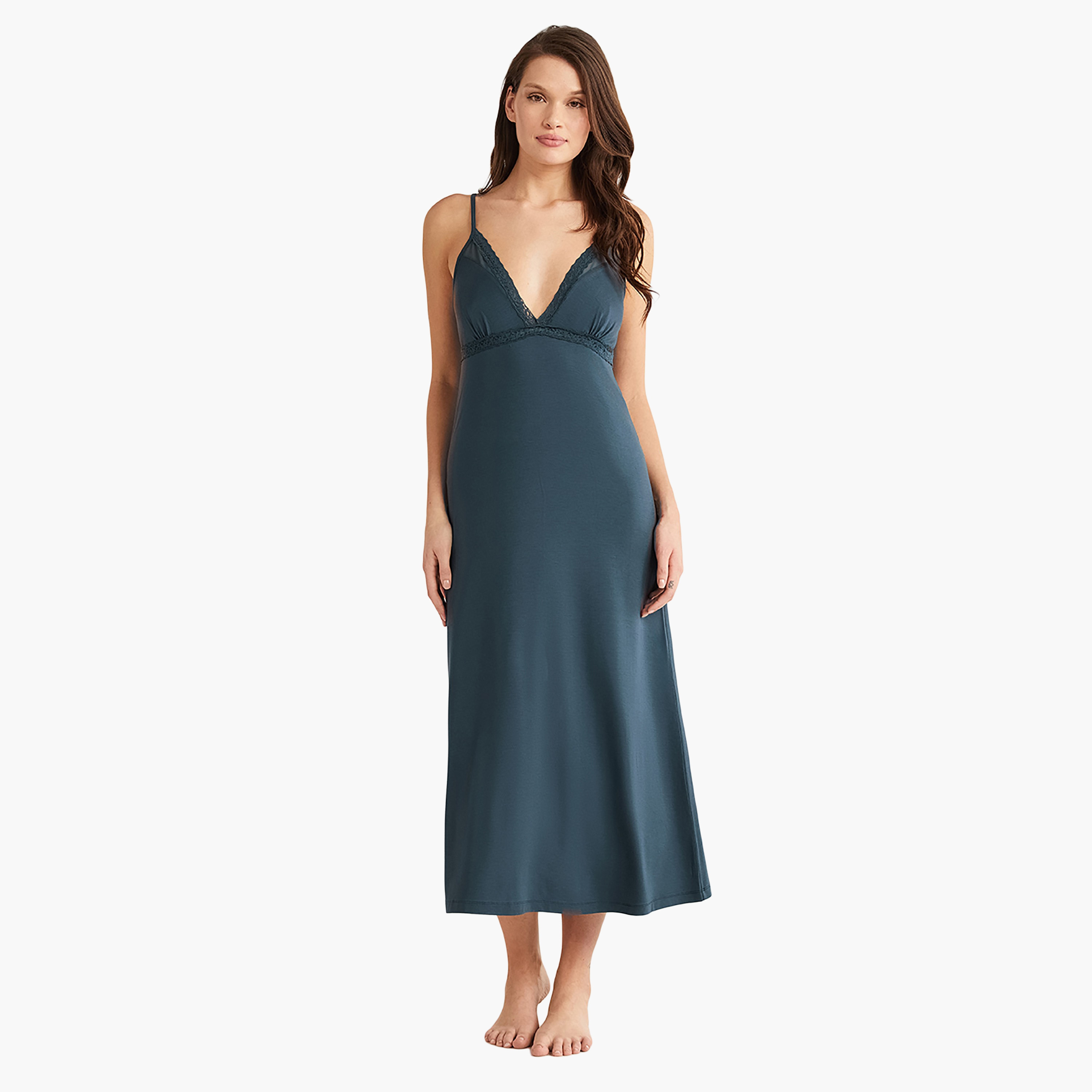 Penye Mood Robe Set with Floral Shoulder Strap Slip Dress and Women's Robe-women-clothing-nightwear-pyjamas-longsets-image-3