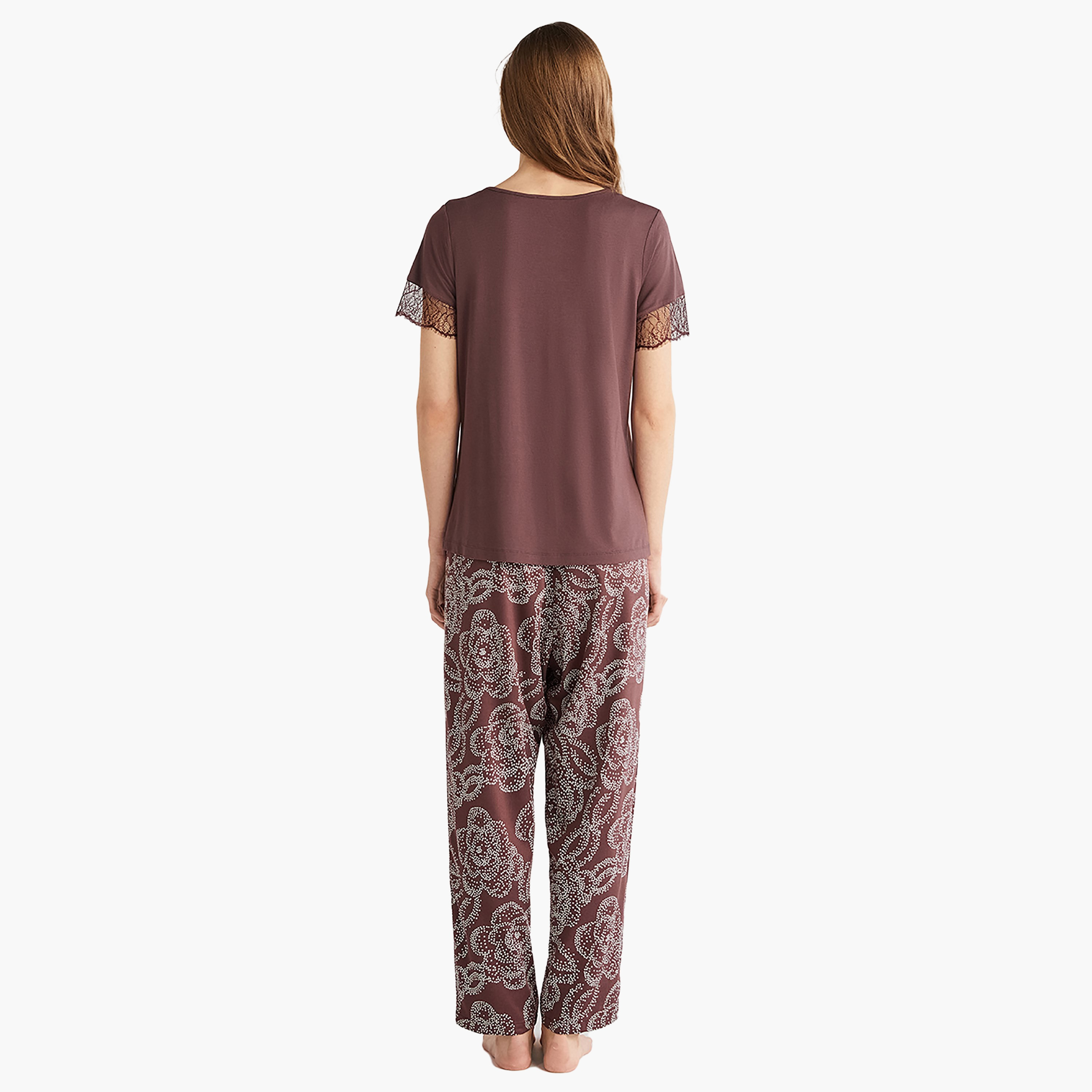 طقم رداء مكون من 3 قطع مع تي شيرت بفتحة رقبة V وبنطلون ورداء نسائي من بيني موود-women-clothing-nightwear-pyjamas-longsets-image-7