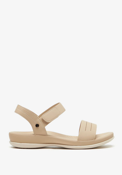 Le Confort Solid Open Toe Sandals with Hook and Loop Closure