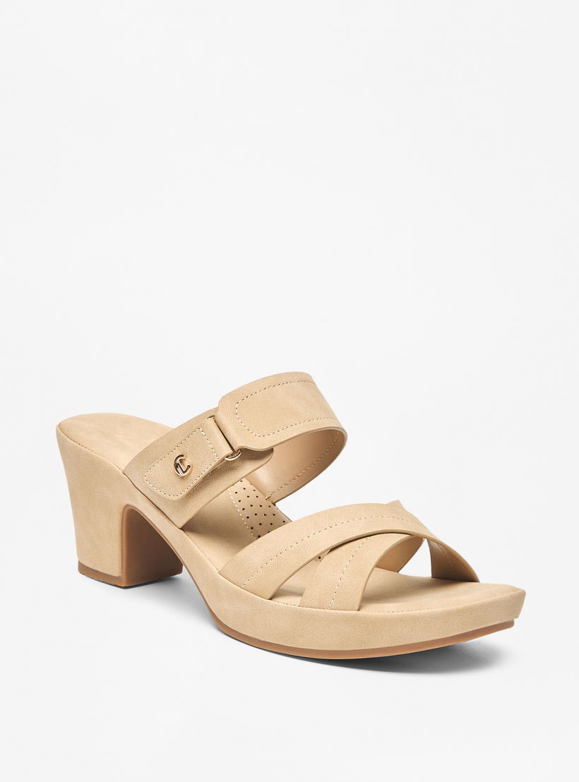 صندل مريح سادة سهل الارتداء بحزام متقاطع من لو كونفورت-women-shoes-sandals-heeled-image-1