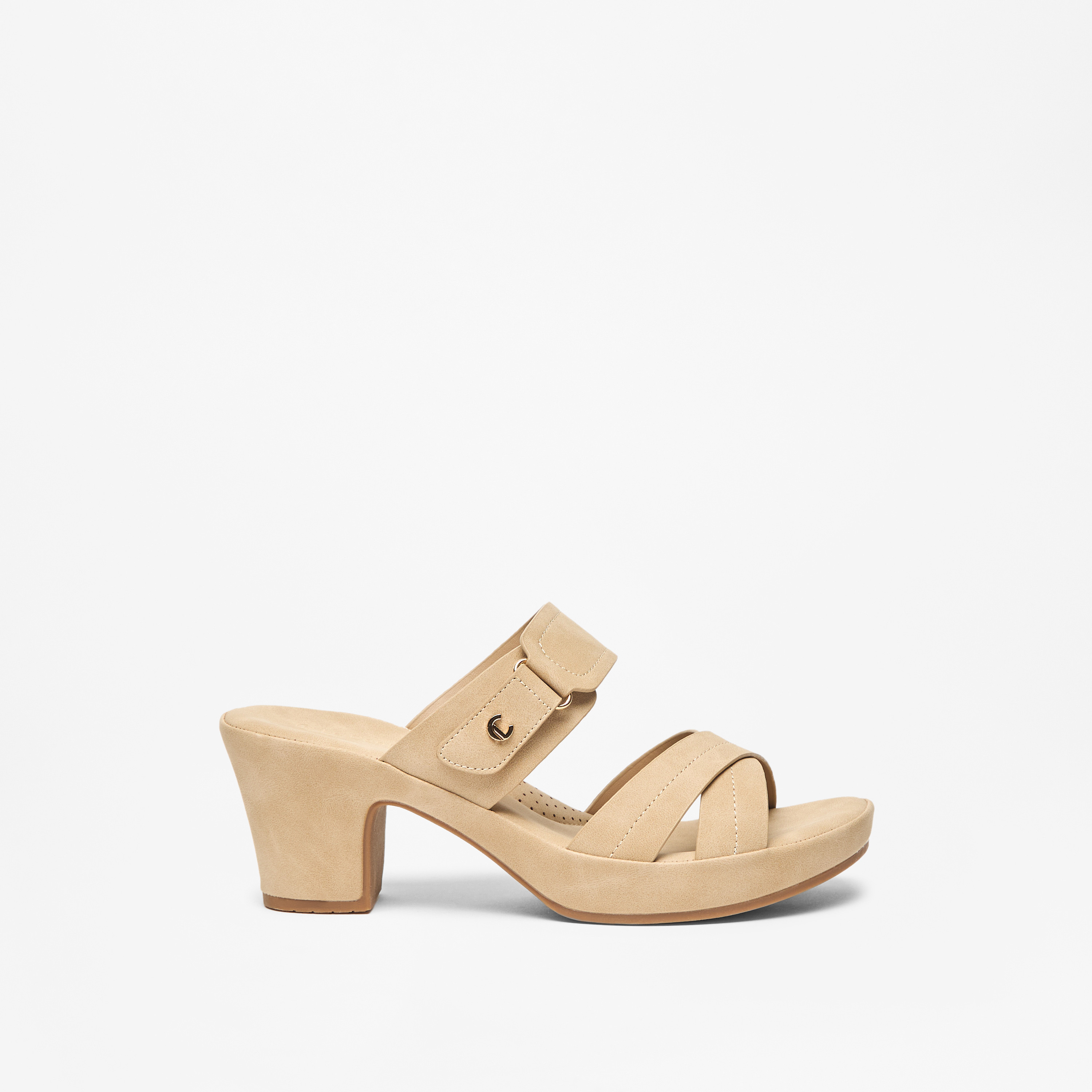 صندل مريح سادة سهل الارتداء بحزام متقاطع من لو كونفورت-women-shoes-sandals-heeled-image-3