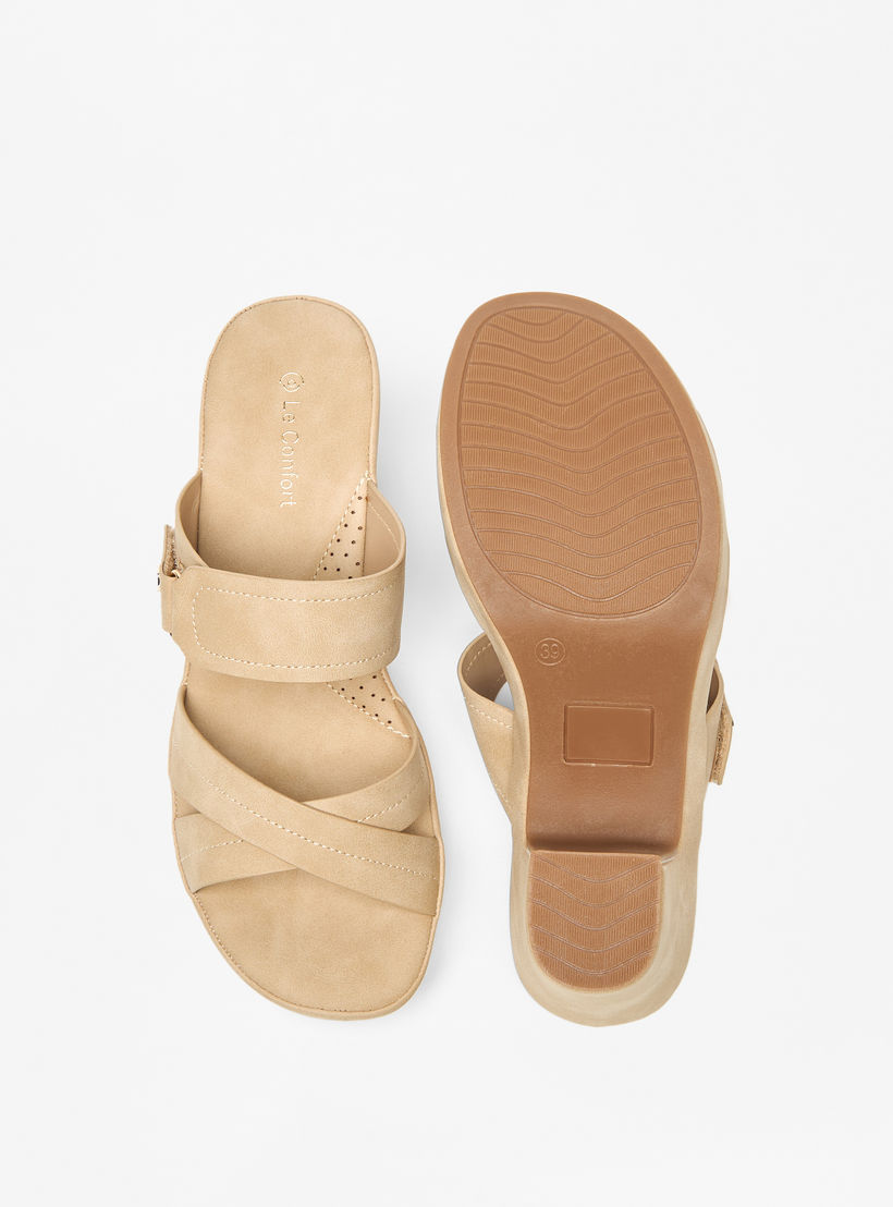 صندل مريح سادة سهل الارتداء بحزام متقاطع من لو كونفورت-women-shoes-sandals-heeled-image-4
