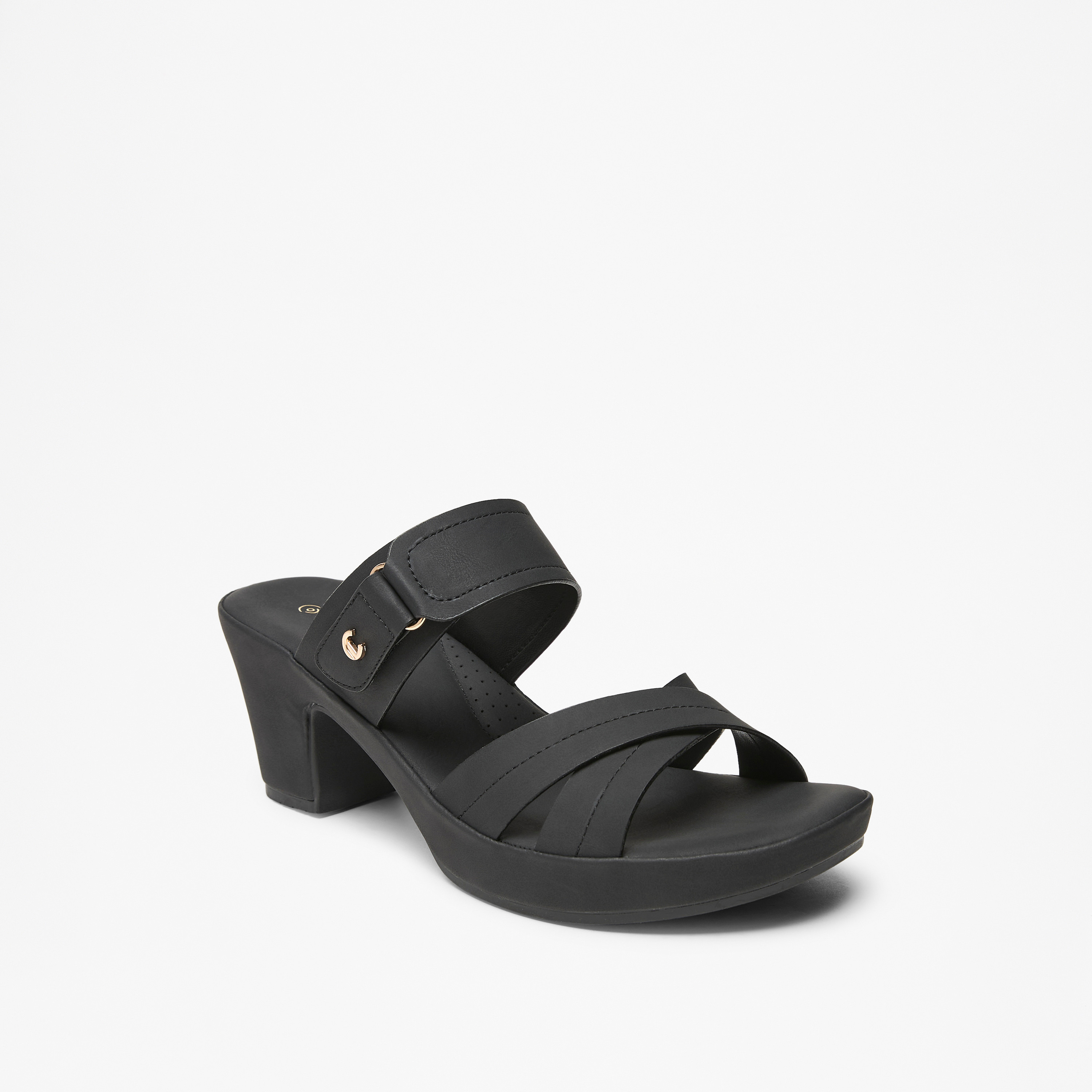 صندل مريح سادة سهل الارتداء بحزام متقاطع من لو كونفورت-women-shoes-sandals-heeled-image-1