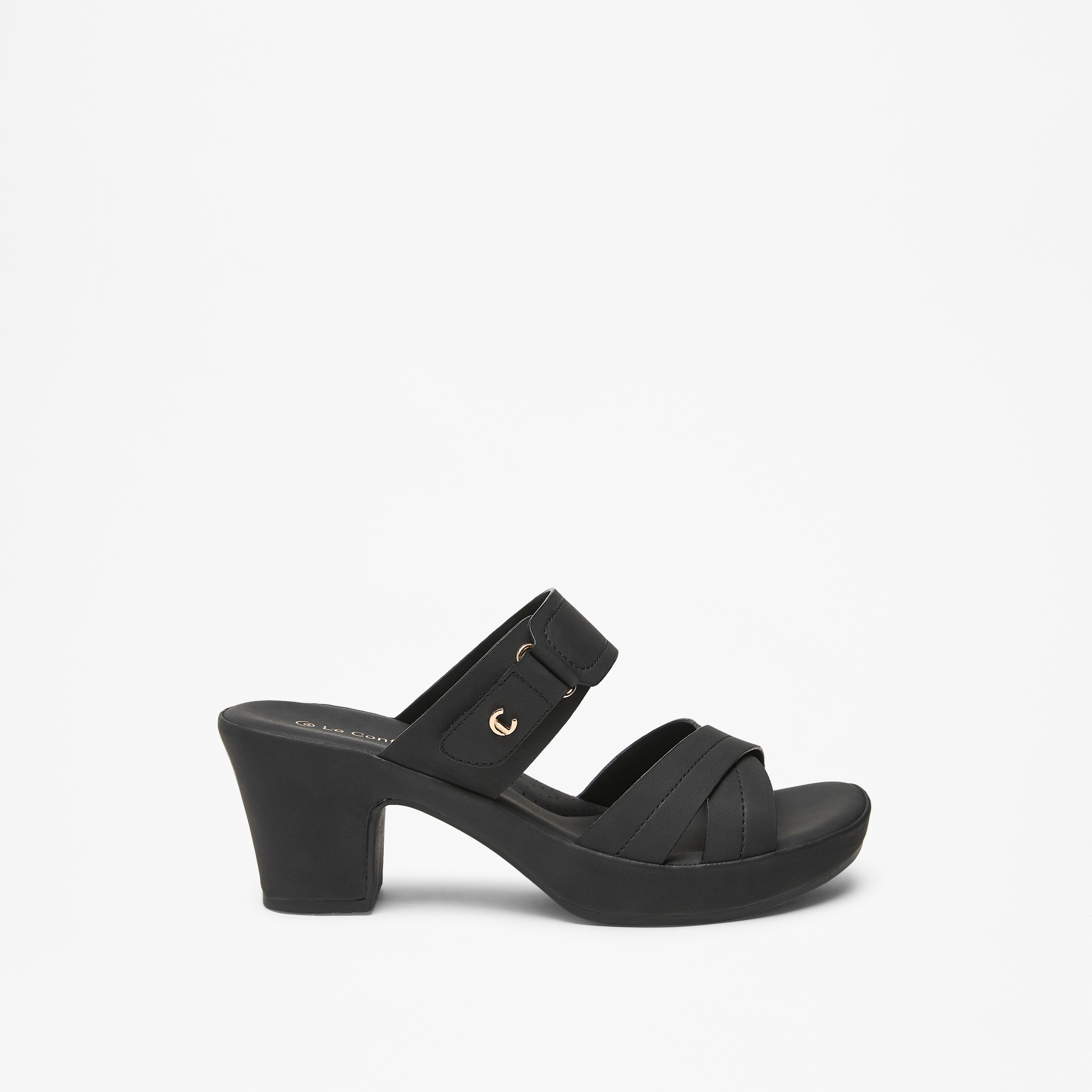 صندل مريح سادة سهل الارتداء بحزام متقاطع من لو كونفورت-women-shoes-sandals-heeled-image-3