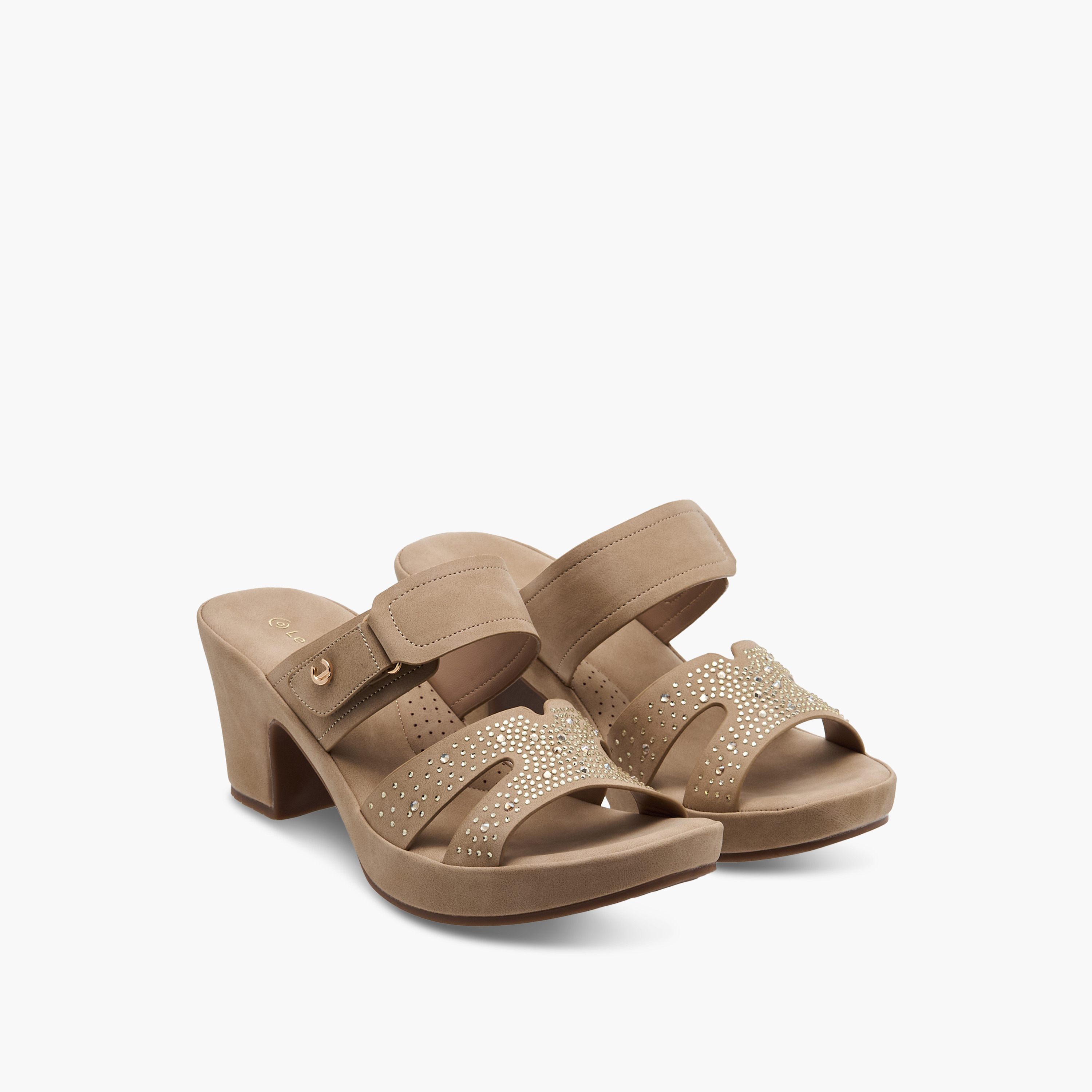 Le Confort Embellished Slip-On Comfort Sandals with Block Heels-women-shoes-sandals-heeled-image-1