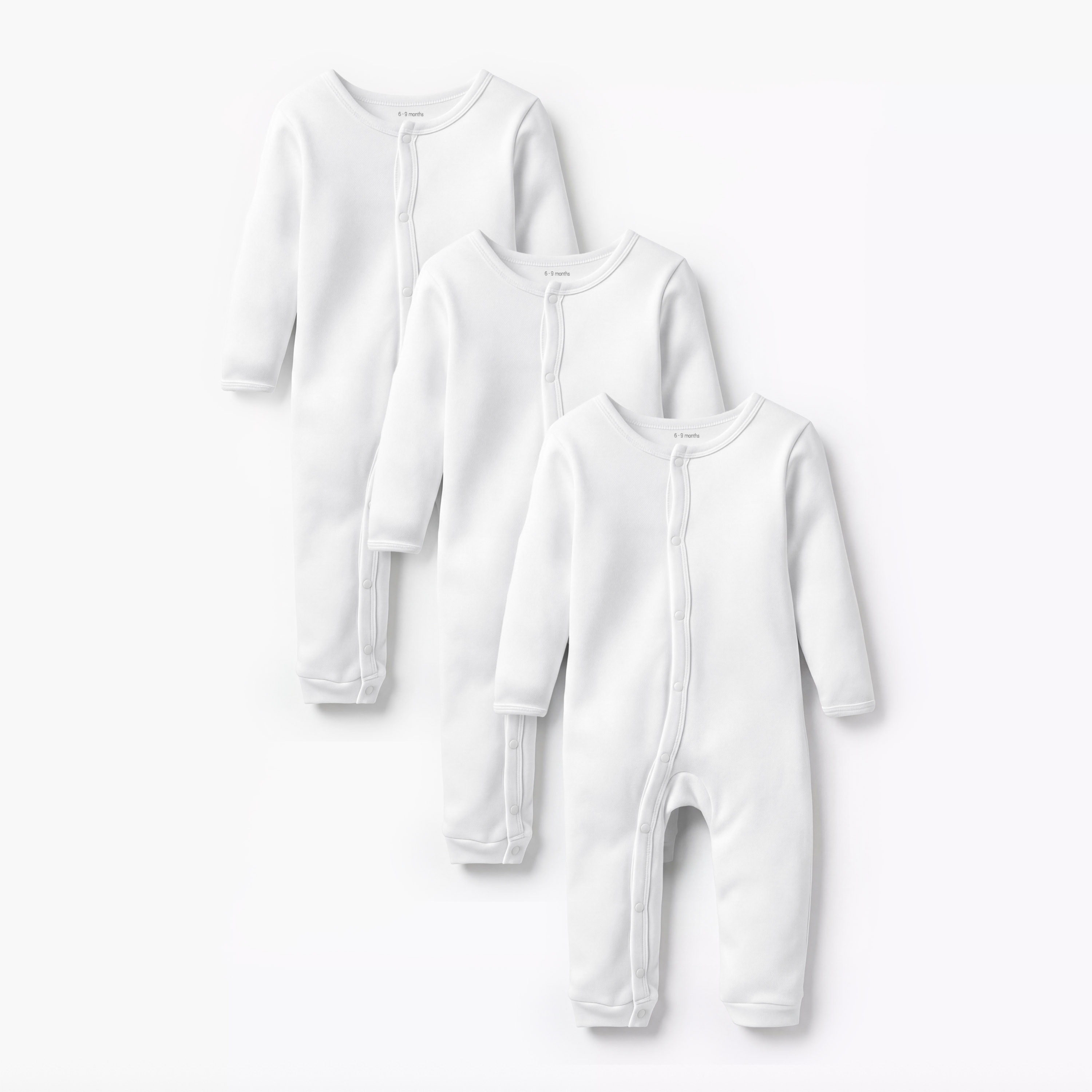 Love Earth Solid Sleepsuit with Long Sleeves - Set of 3-baby-girls-clothing-nightwear-sleepsuits-image-1