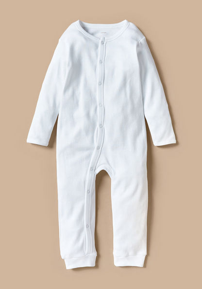 Love Earth Solid Sleepsuit with Long Sleeves - Set of 3-Sleepsuits-image-2