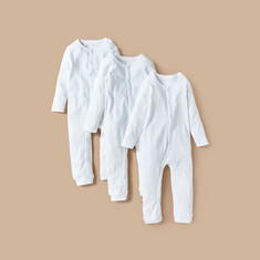 Love Earth Solid Sleepsuit with Long Sleeves - Set of 3
