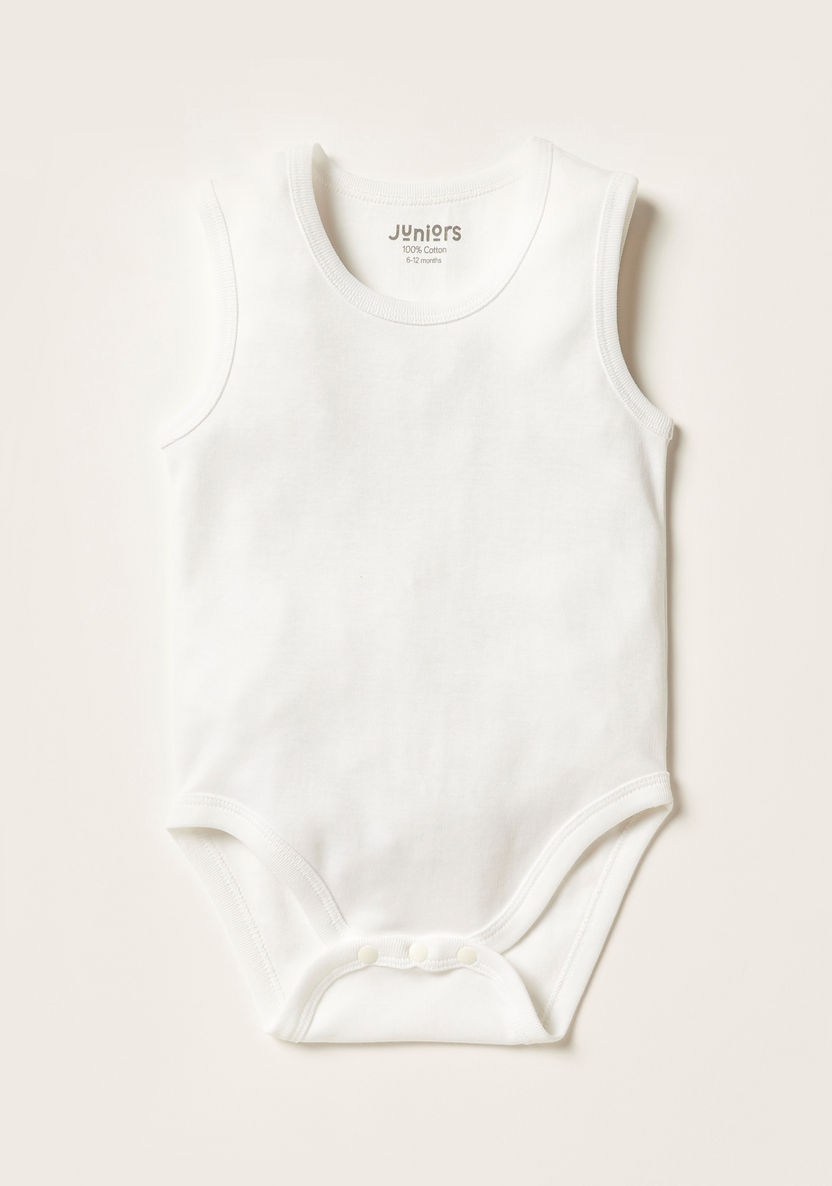 Juniors Solid Sleeveless Bodysuit with Button Closure-Bodysuits-image-0