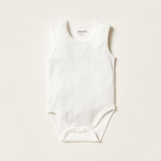 Juniors Solid Sleeveless Bodysuit with Button Closure