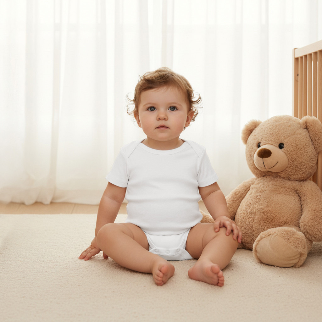 Juniors Solid Bodysuit with Round Neck and Short Sleeves-baby-girls-clothing-bodysuits-image-1
