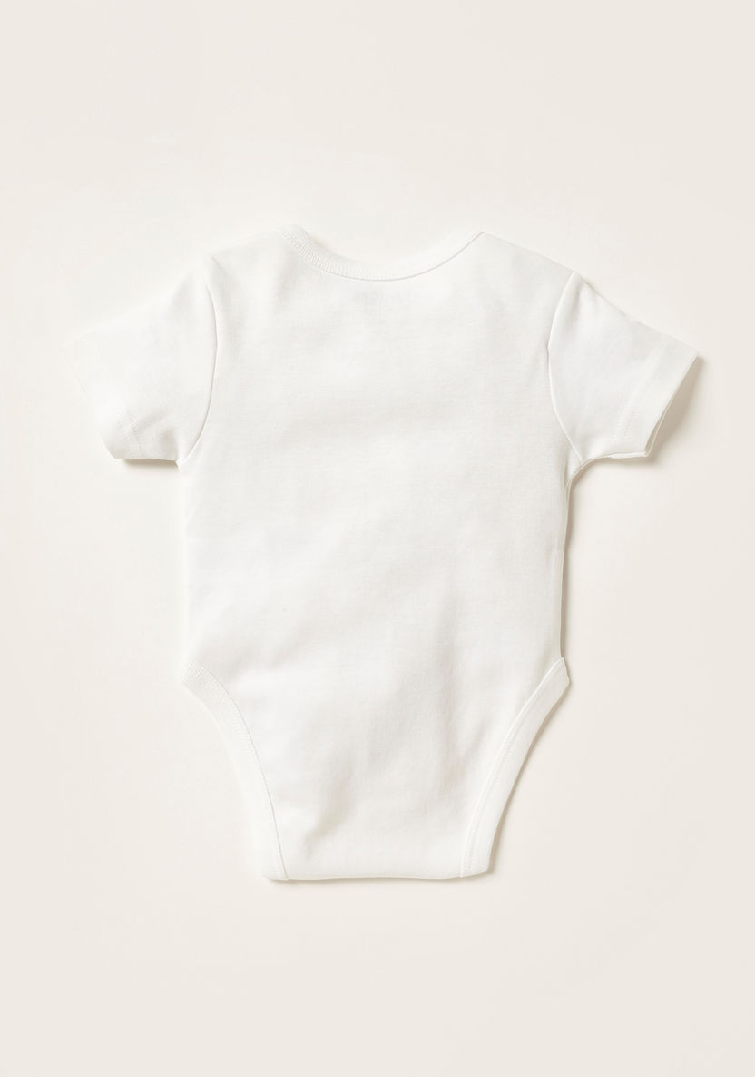 Juniors Solid Bodysuit with Round Neck and Short Sleeves-Bodysuits-image-2