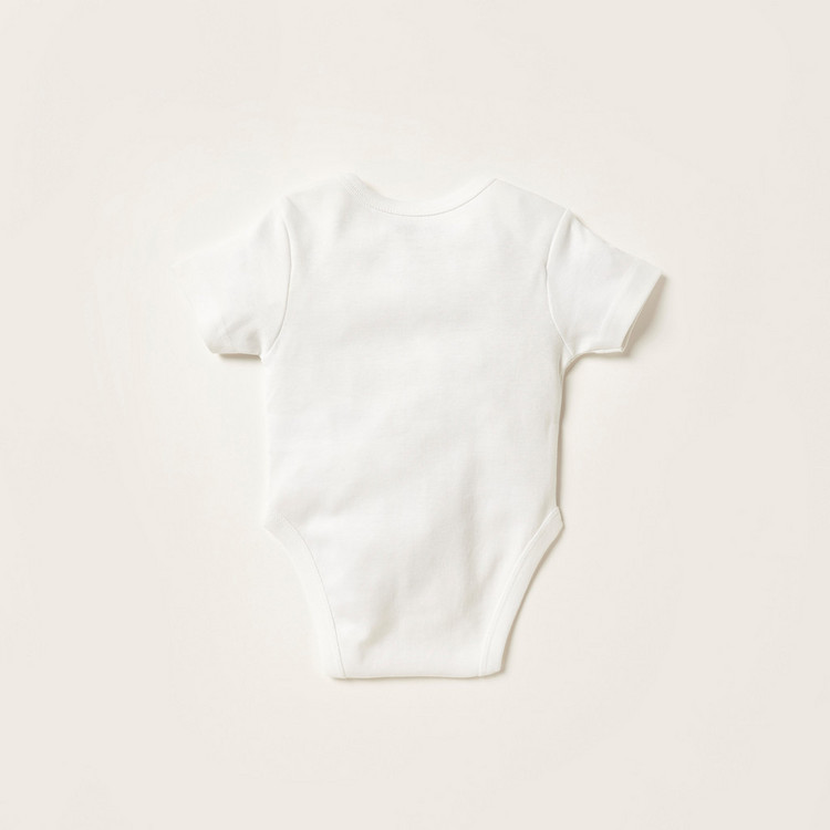 Juniors Solid Bodysuit with Round Neck and Short Sleeves