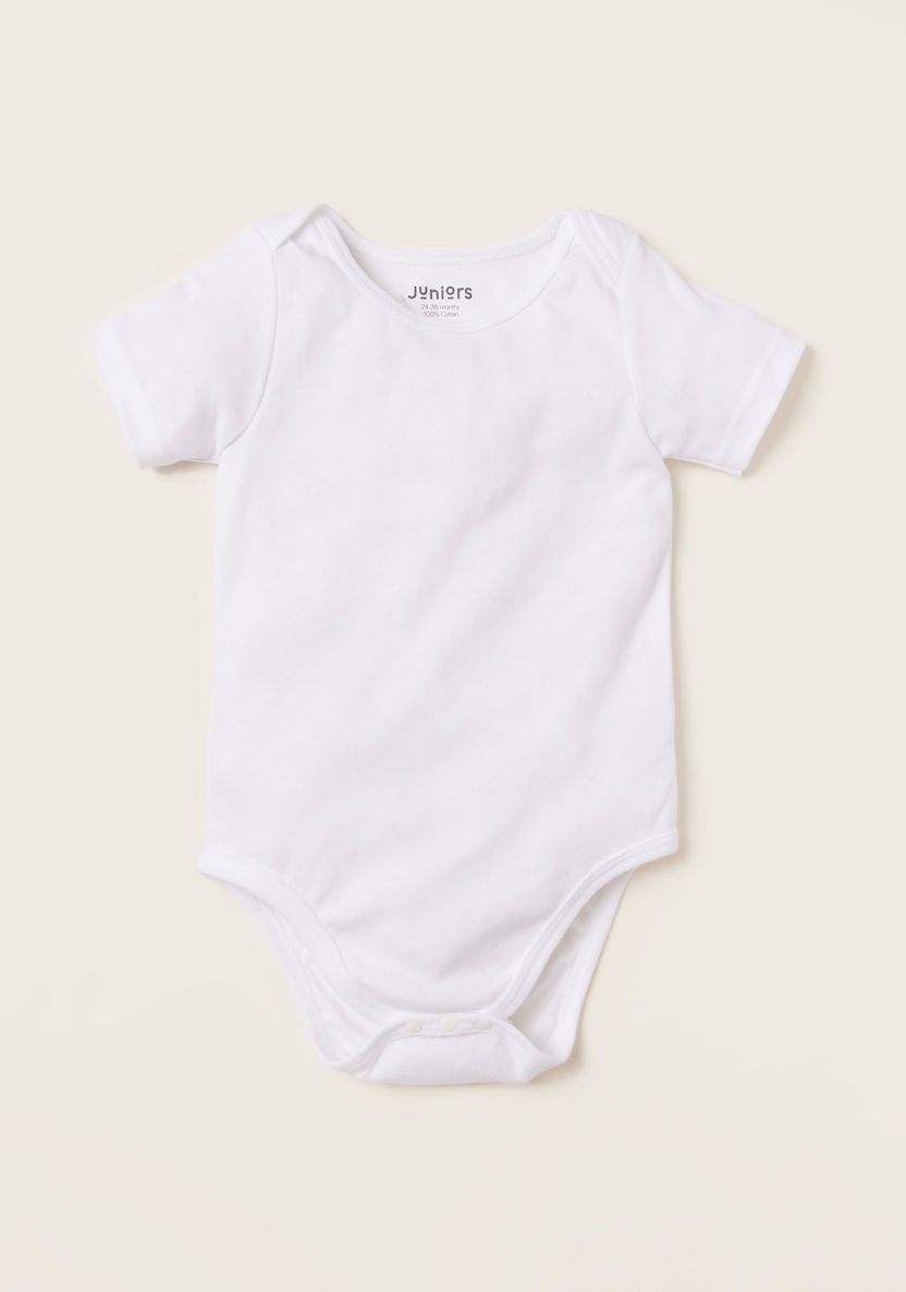 Juniors Plain Bodysuit with Round Neck and Short Sleeves-Bodysuits-image-0