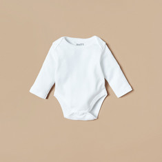 Juniors Solid Bodysuit with Round Neck and Long Sleeves
