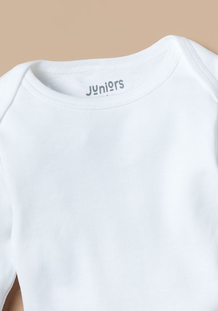 Juniors Solid Bodysuit with Round Neck and Long Sleeves-Bodysuits-image-1