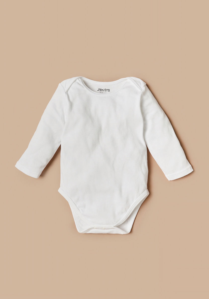 Juniors Plain Bodysuit with Round Neck and Long Sleeves-Bodysuits-image-0