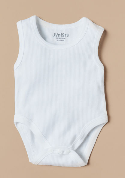Juniors Textured Sleeveless Bodysuit with Button Closure-Bodysuits-image-0