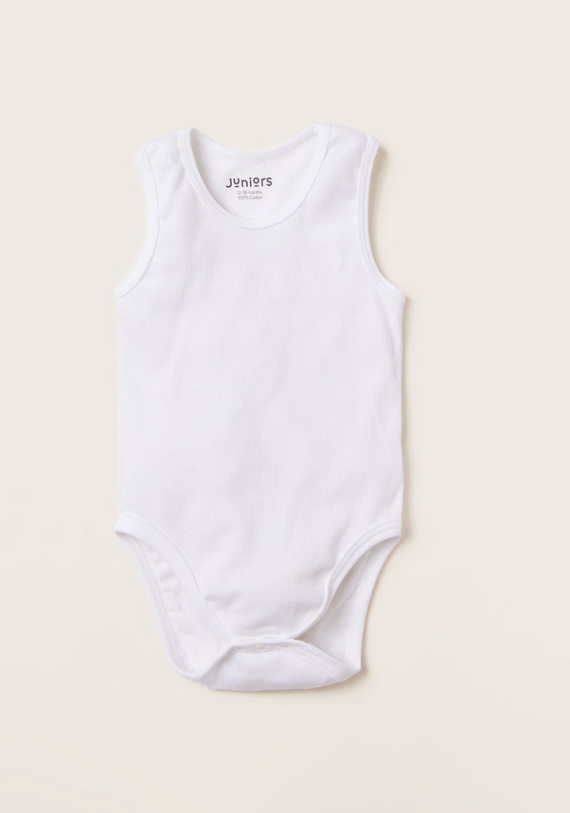 Juniors Solid Sleeveless Bodysuit with Snap Button Closure-Bodysuits-image-0