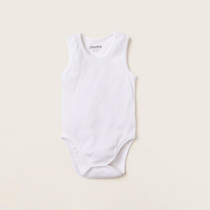 Juniors Solid Sleeveless Bodysuit with Snap Button Closure