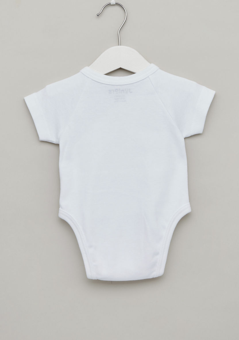 Juniors Solid Bodysuit with Short Sleeves and Round Neck-Bodysuits-image-3