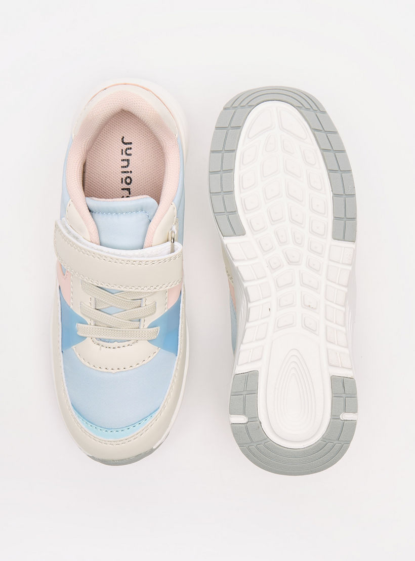 حذاء سنيكرز بِقوالب ملونة وشريط إغلاق لاصق من جونيورز-girls-shoes-sneakers-image-4