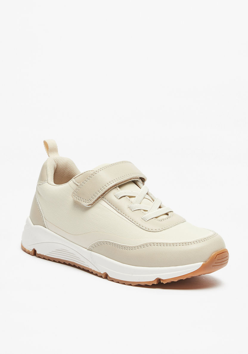 Mister Duchini Textured Sneakers with Hook and Loop Closure-Boy%27s Sneakers-image-0