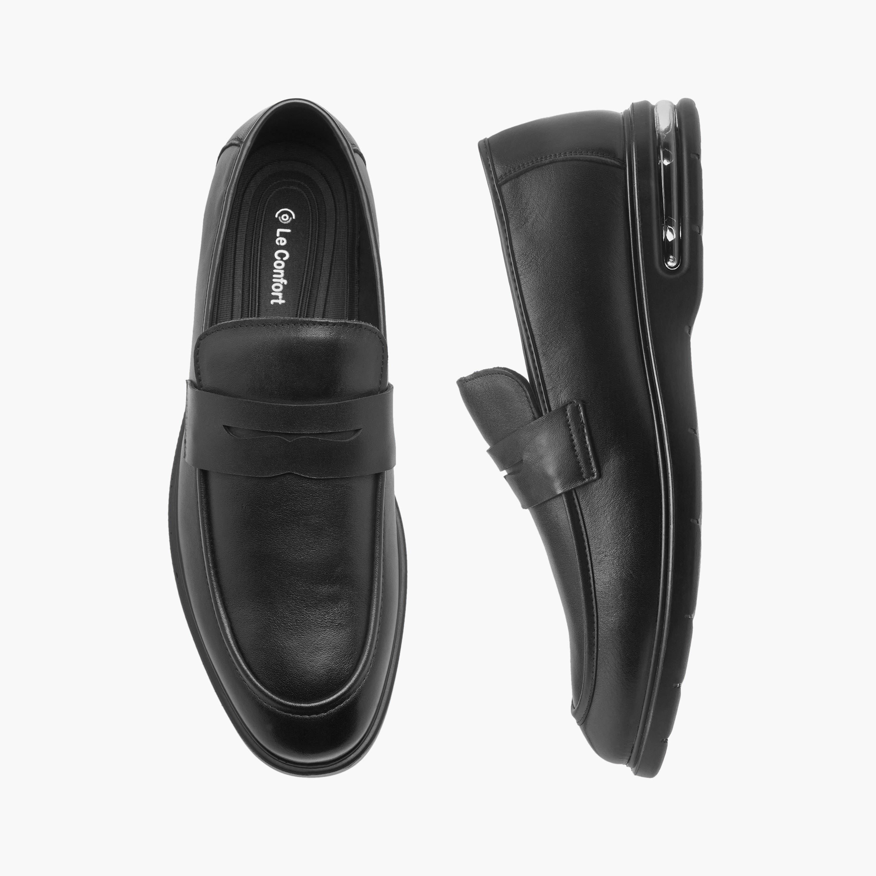 حذاء سهل الارتداء جلد بتفاصيل مفرغة من لو كونفورت-men-shoes-formalshoes-image-1