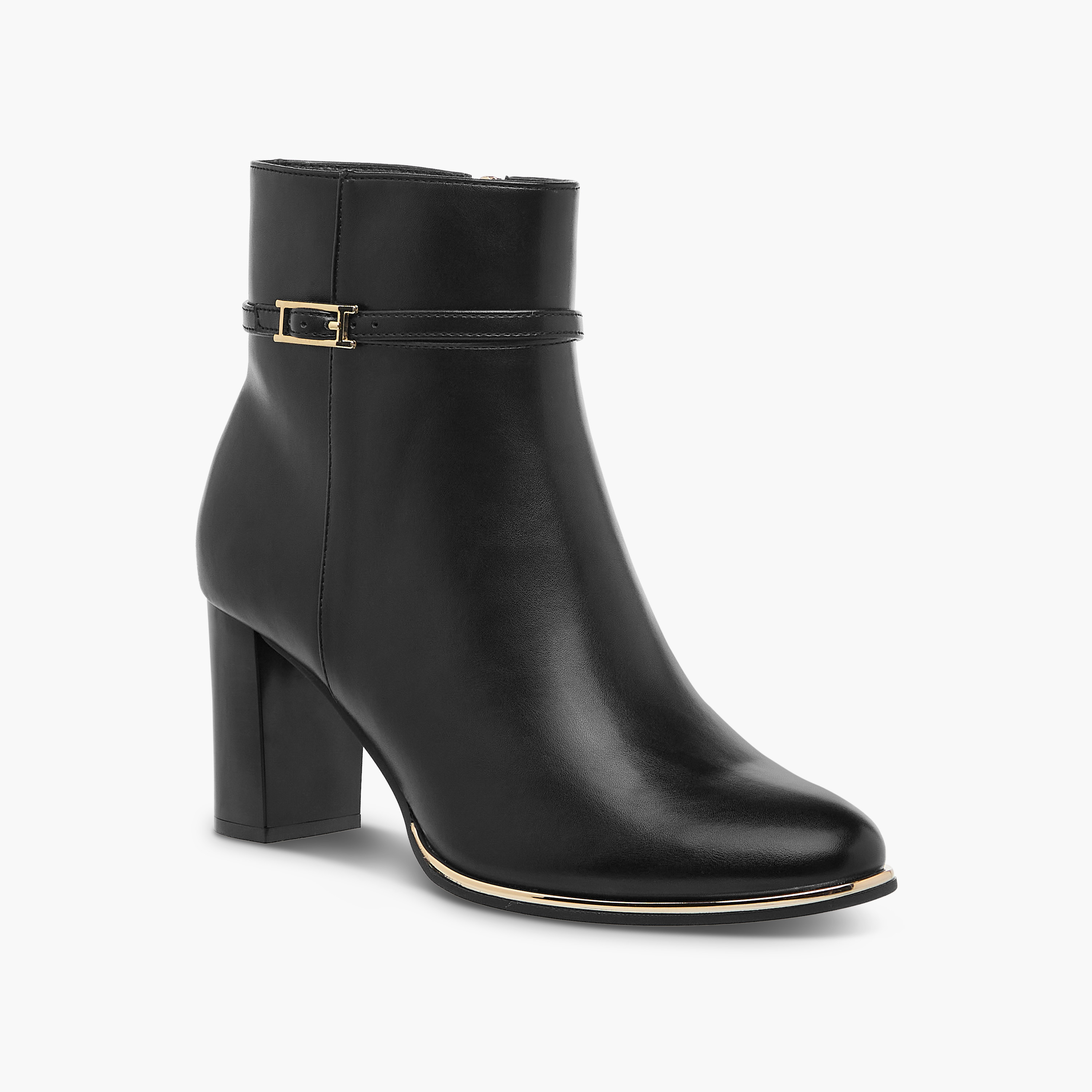 Celeste Women's Solid Ankle Boots with Zip Closure and Block Heels-women-shoes-boots-image-2
