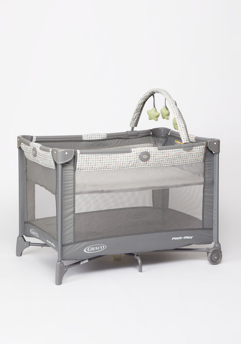 Graco Playard On the Go Grey Travel Cot with Push-Button Feature (0+ months)-Travel Cots-image-0