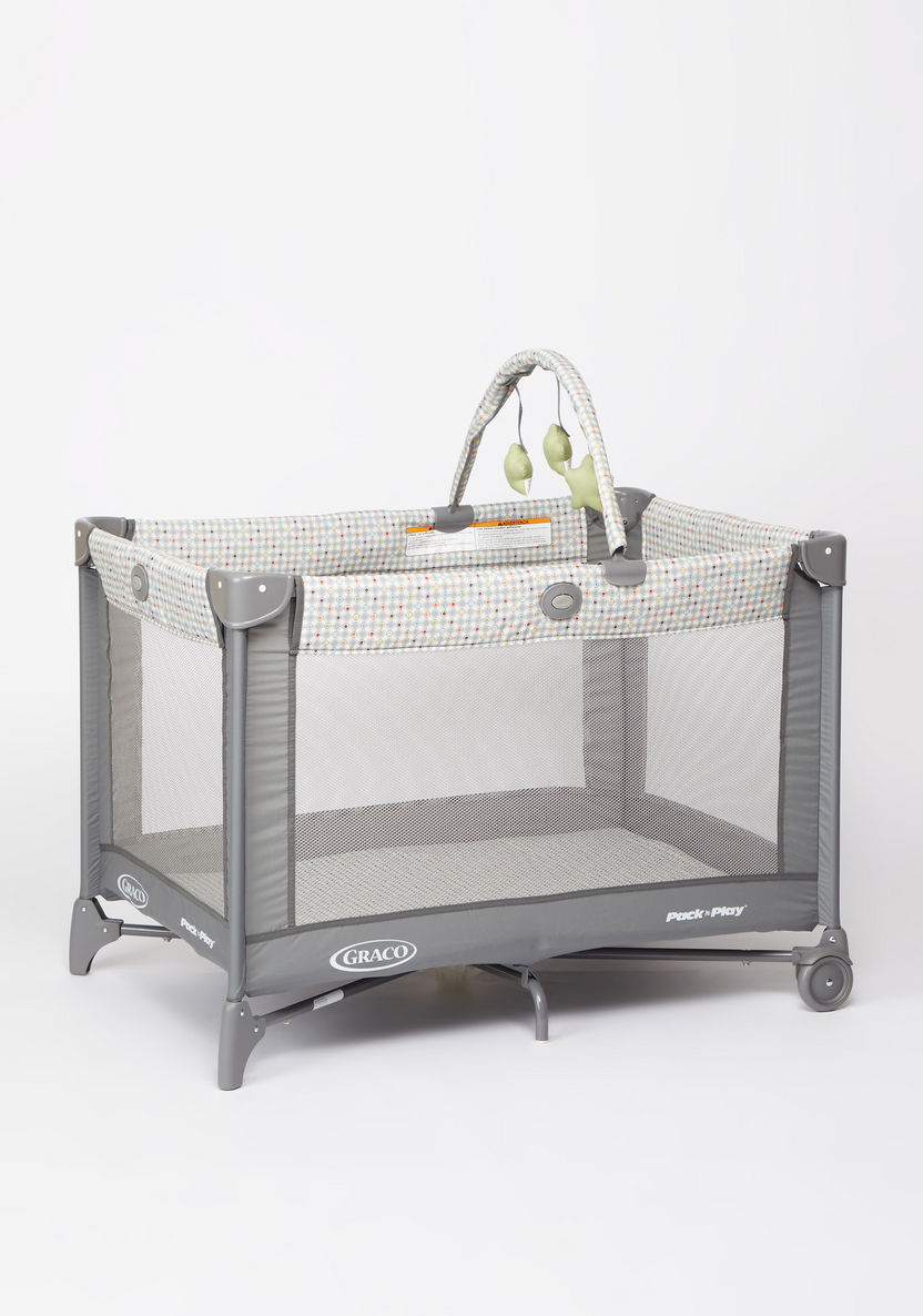 Graco Playard On the Go Grey Travel Cot with Push-Button Feature (0+ months)-Travel Cots-image-1