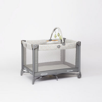 Graco Playard On the Go Grey Travel Cot with Push-Button Feature (0+ months)-Travel Cots-image-1
