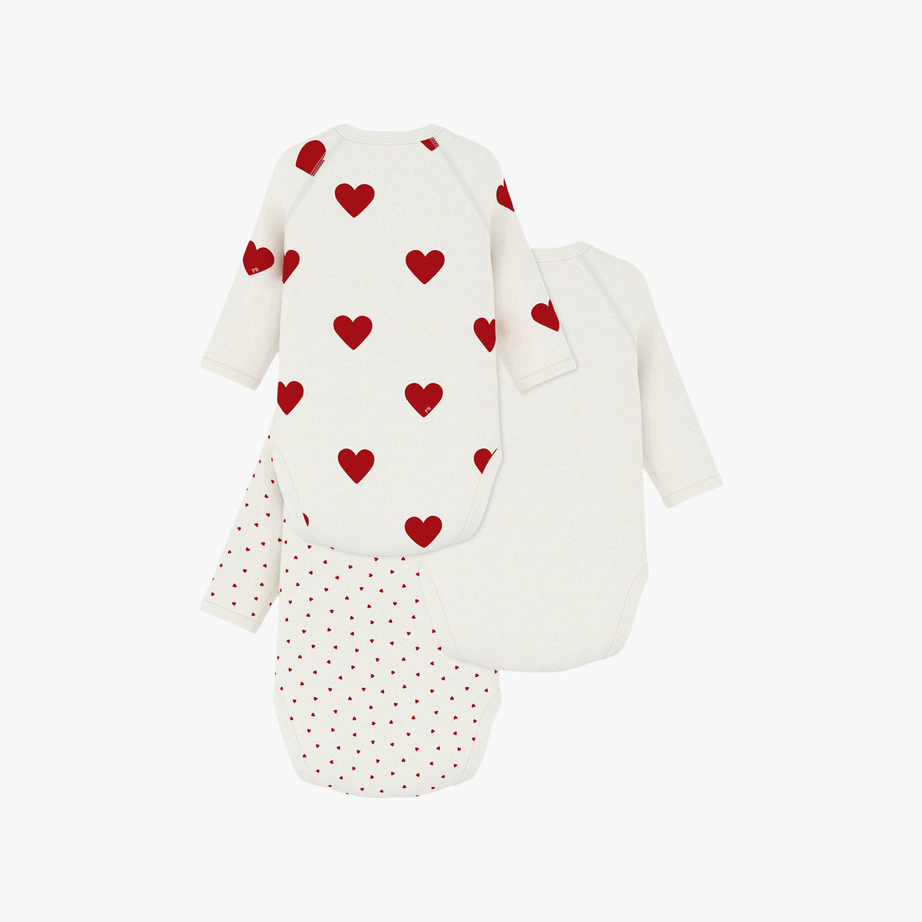 Petit Bateau 3-Piece Long Sleeves Hearts Printed Bodysuit-baby-boys-clothing-bodysuits-image-2