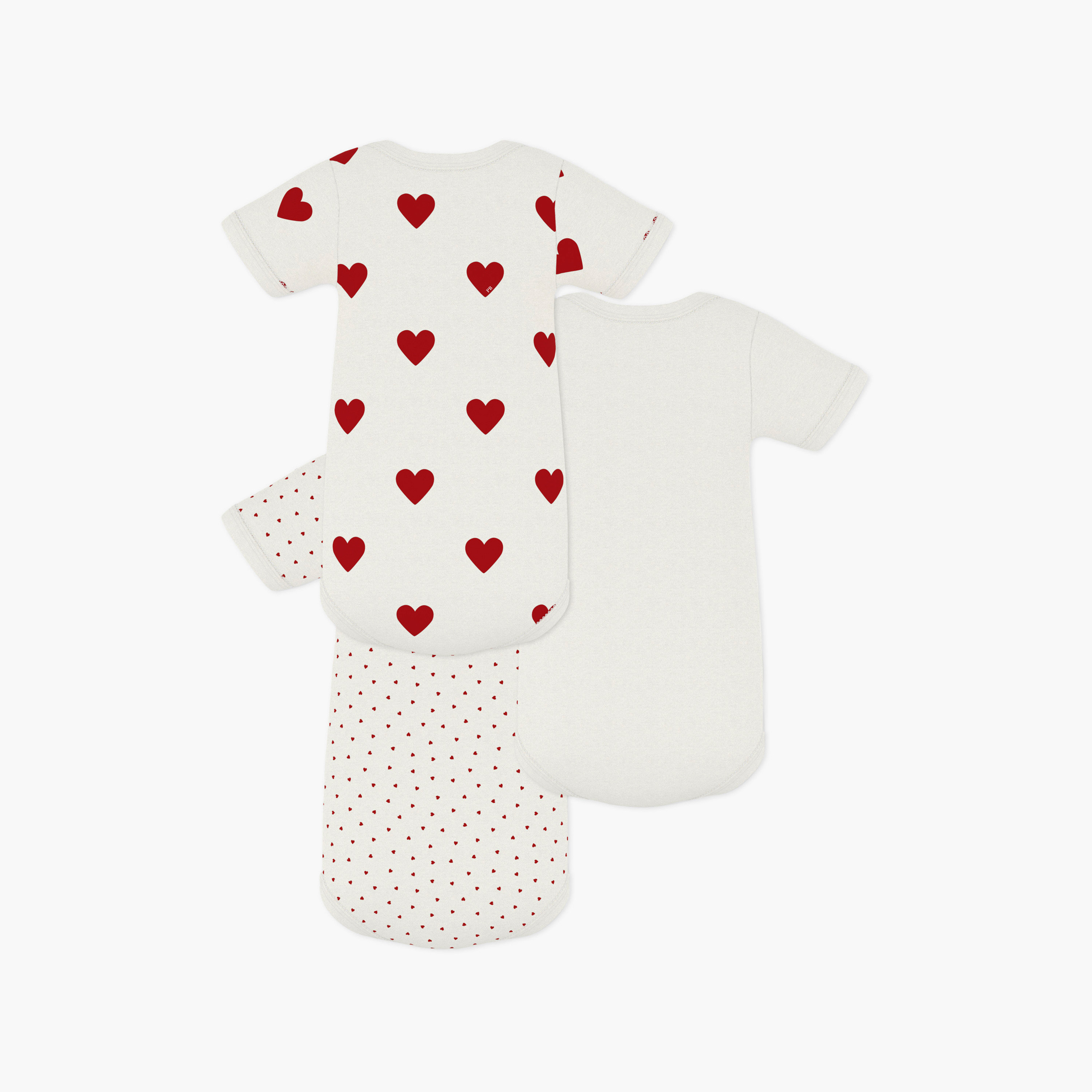 Petit Bateau 3-Piece Short Sleeves Hearts Printed Bodysuit-baby-boys-clothing-bodysuits-image-2