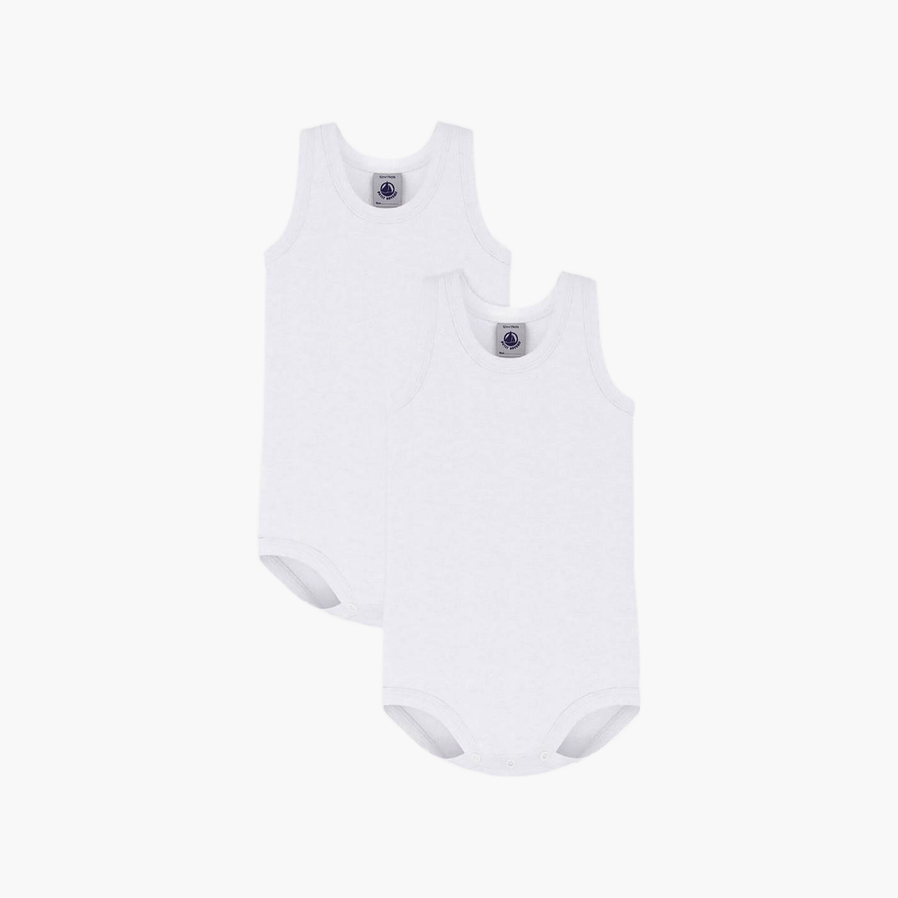 Petit Bateau 2-Piece Sleeveless Solid Bodysuit Set-baby-boys-clothing-bodysuits-image-1