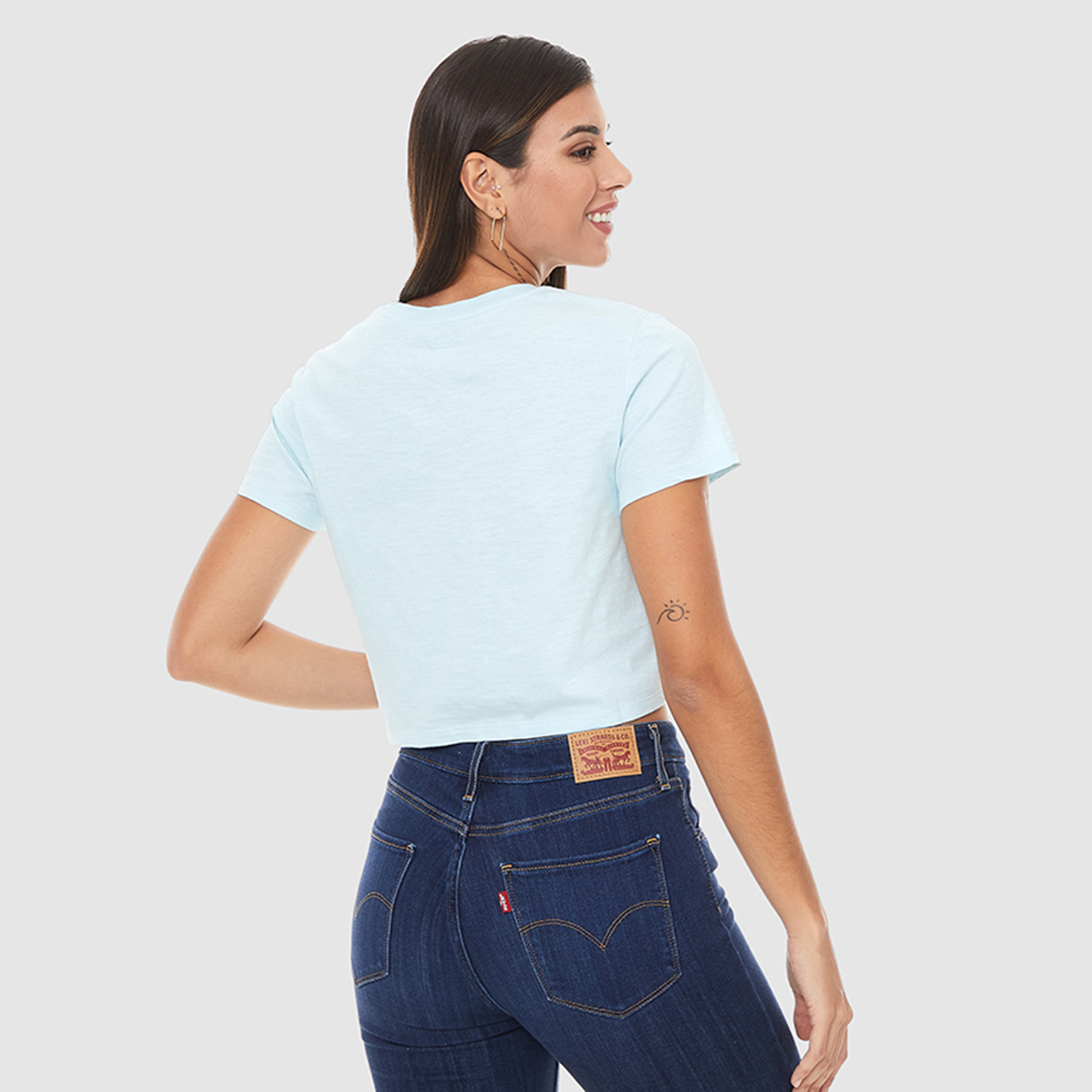 Levi's Women Blue Printed Crew Neck Crop T-Shirt-women-clothing-tshirts-image-2