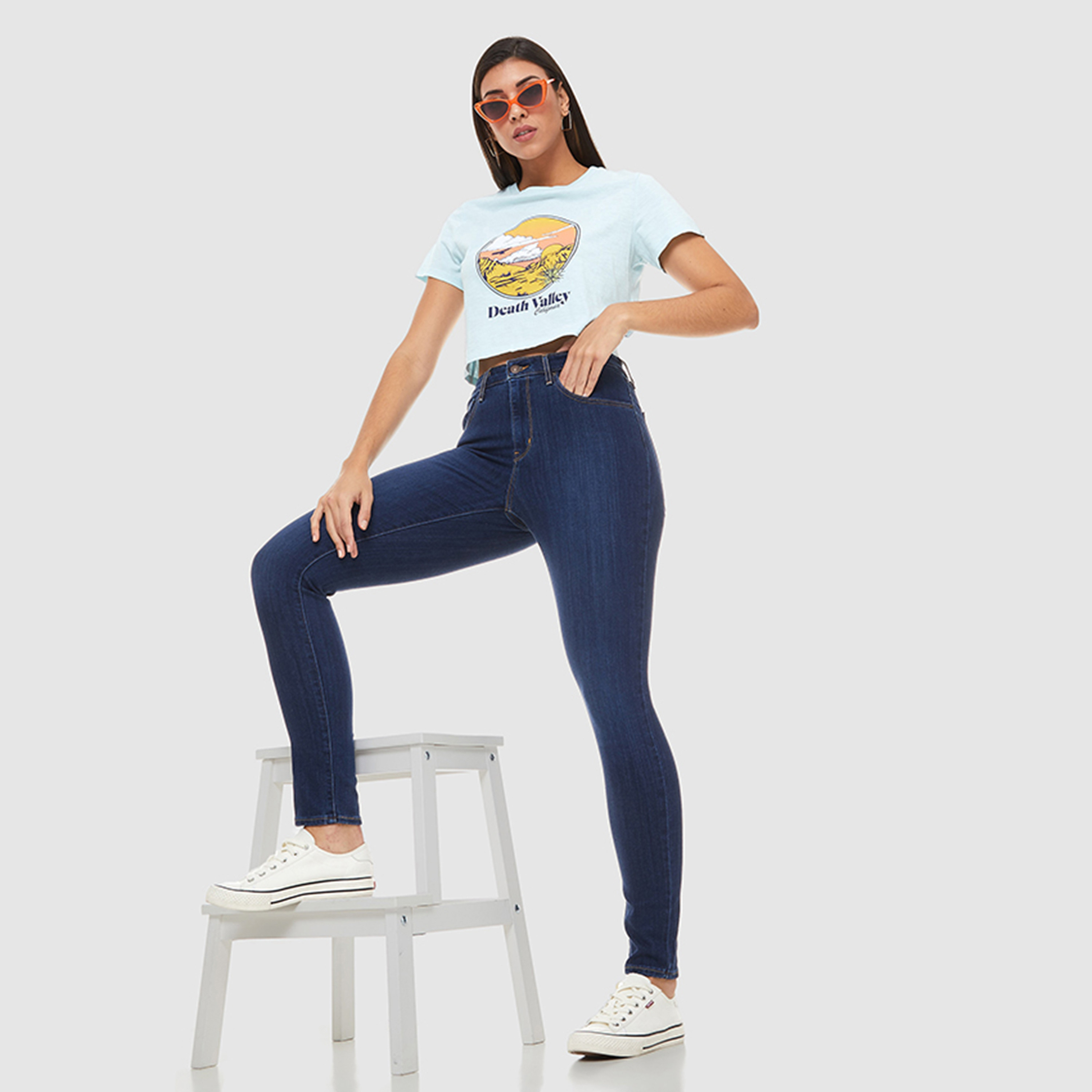 Levi's Women Blue Printed Crew Neck Crop T-Shirt-women-clothing-tshirts-image-5