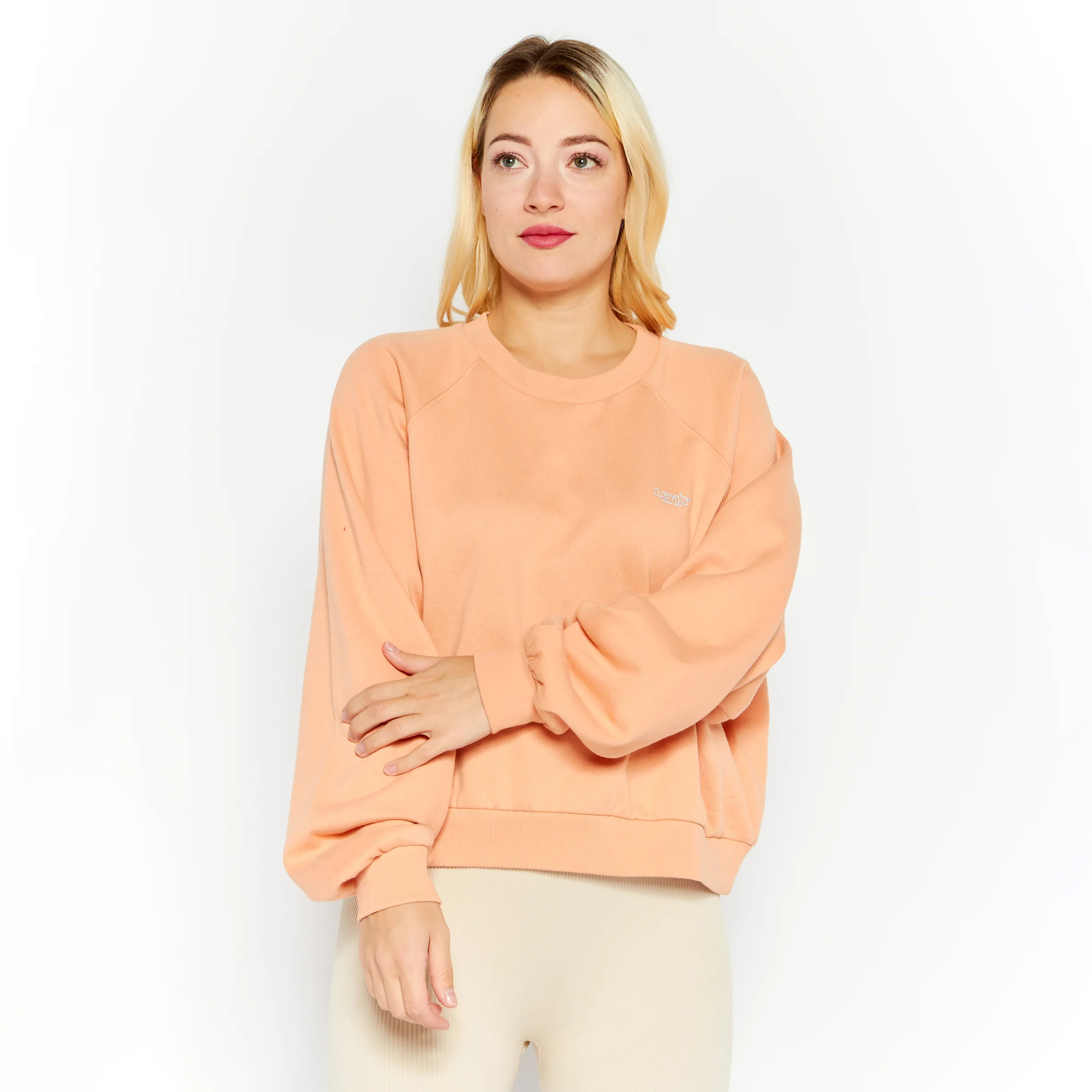 سويت شيرت نسائي من Levi's من القطن باللون الخوخي بأكمام راغلان-women-clothing-hoodiesandsweatshirts-sweatshirts-image-1