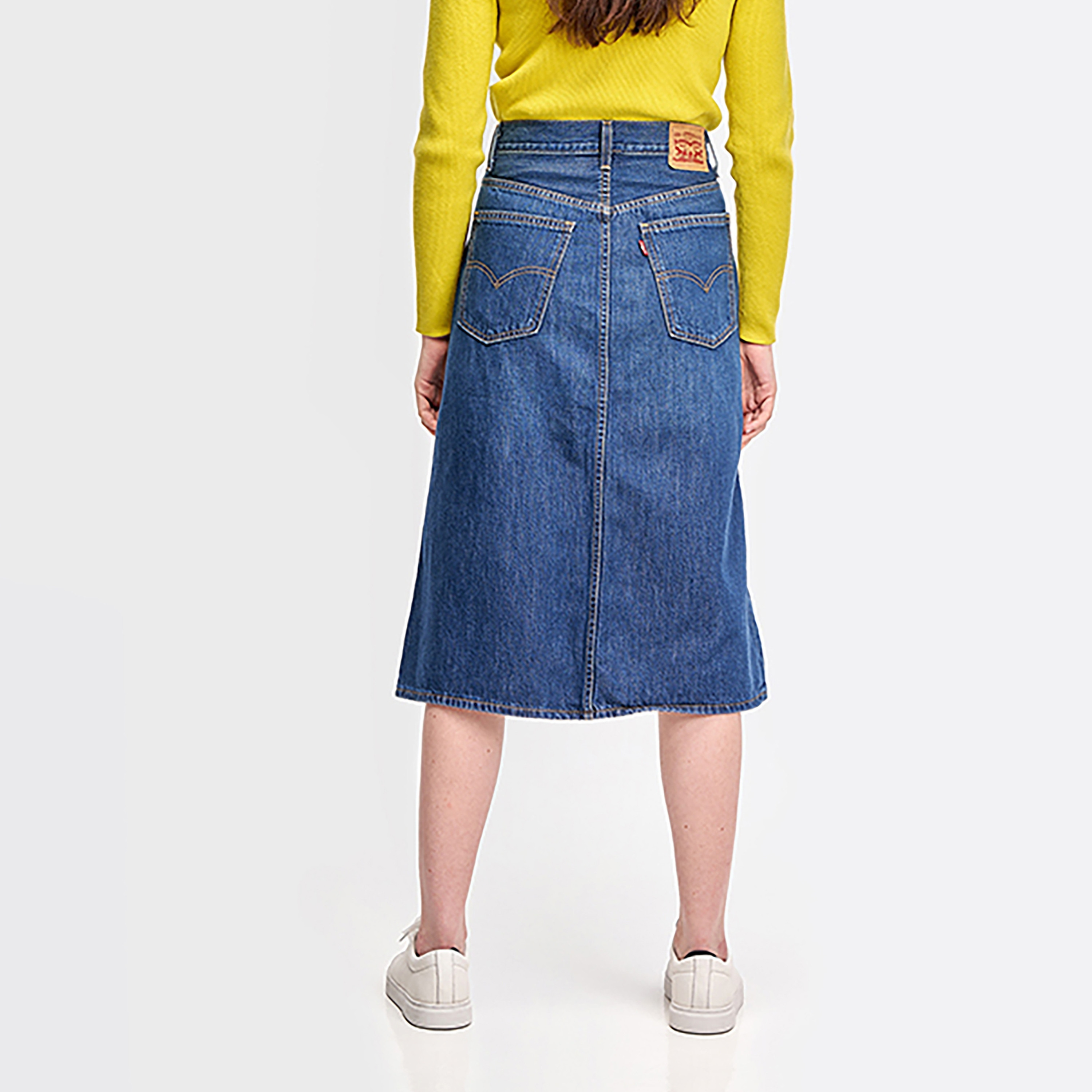 Levi's Plain High Rise Button Women's Midi Denim Skirt-women-clothing-bottoms-skirts-image-3