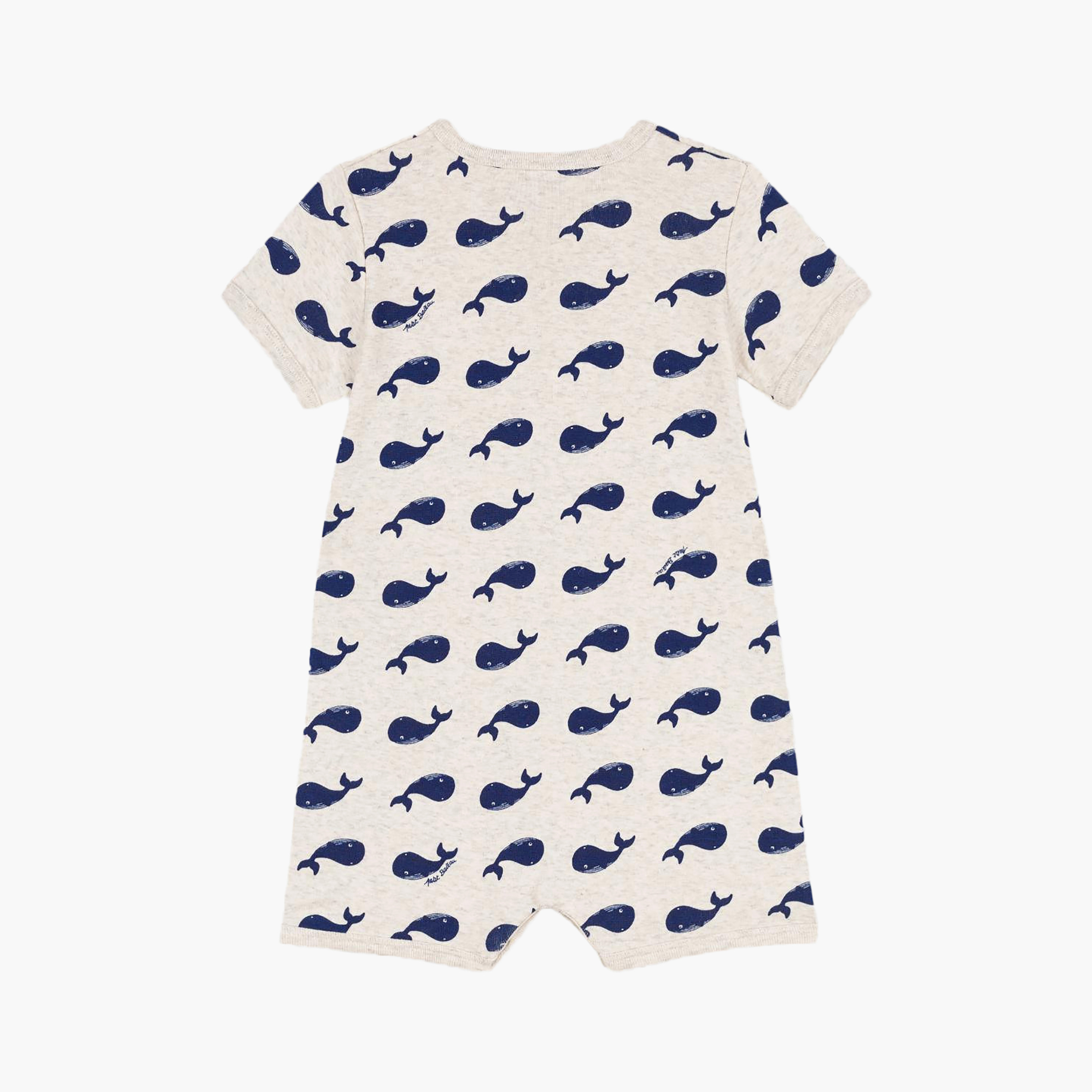 Petit Bateau Short Sleeves Whale Printed Romper-baby-boys-clothing-rompers-image-2