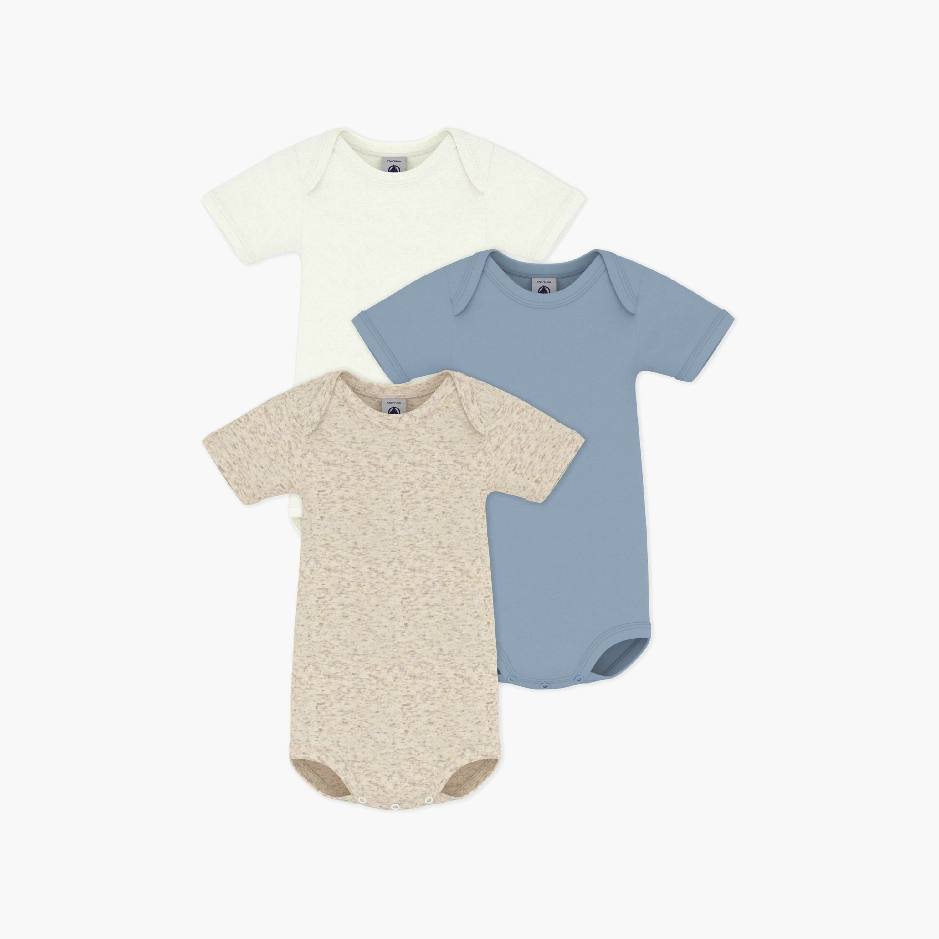 طقم بودي سوت أكمام قصيرة بلون سادة مكون من 3 قطع من بيتي باتو-baby-boys-clothing-bodysuits-image-2