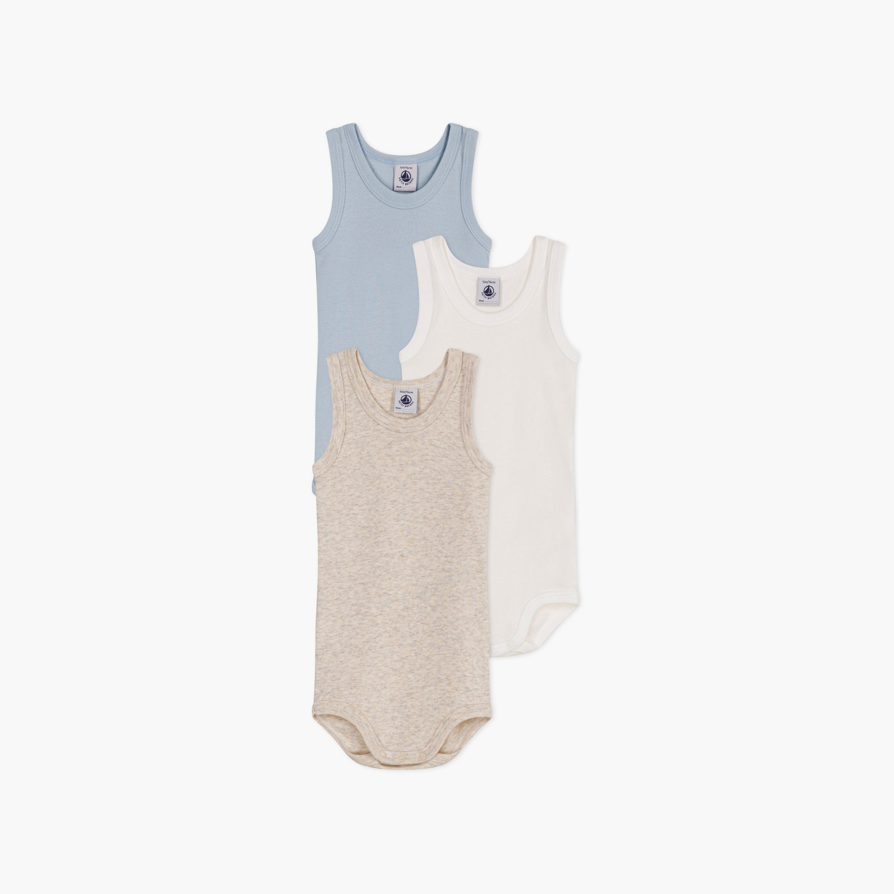 طقم بودي سوت بدون أكمام بلون سادة مكون من 3 قطع من بيتي باتو-baby-boys-clothing-bodysuits-image-1