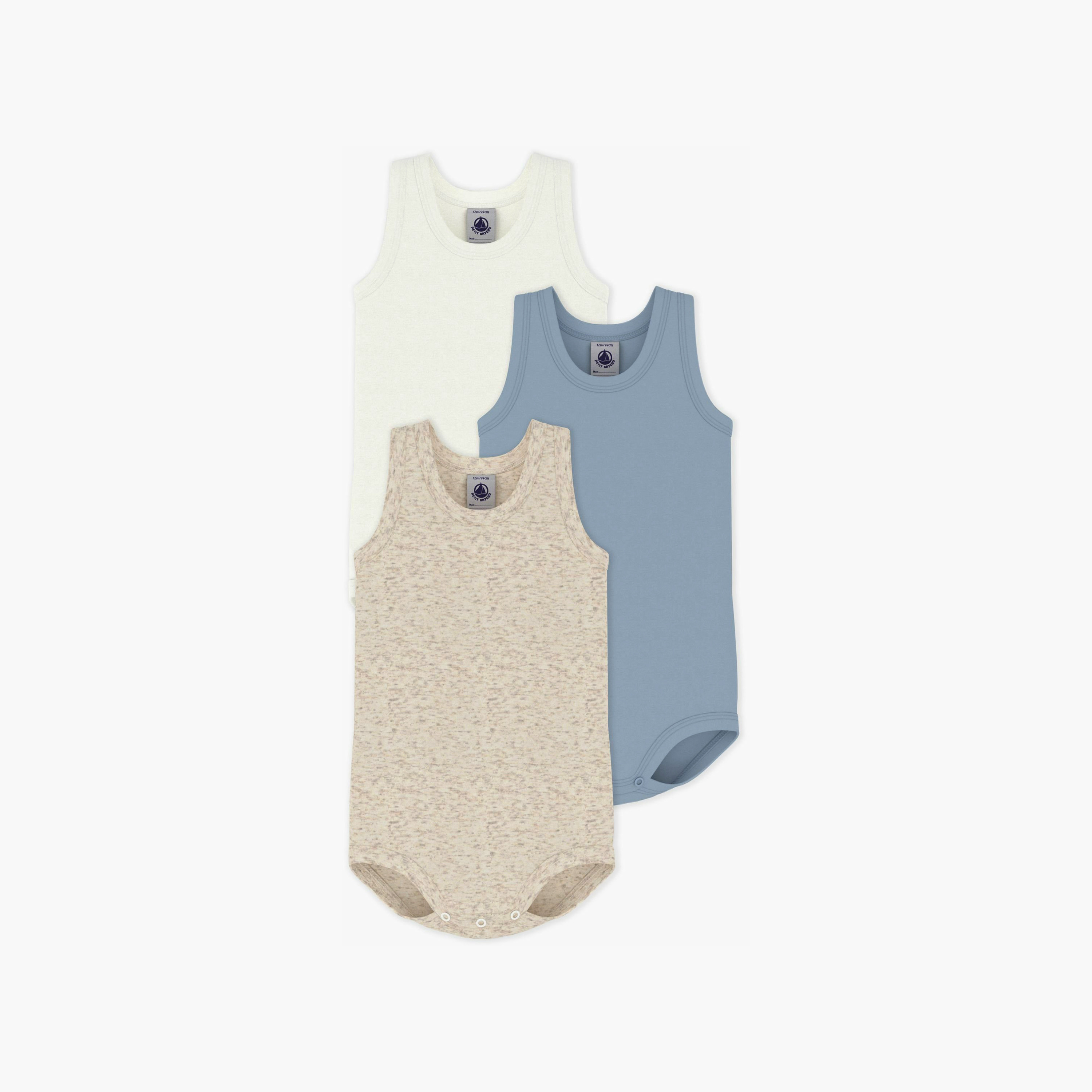 Petit Bateau 3-Piece Sleeveless Solid Bodysuit Set-baby-boys-clothing-bodysuits-image-2