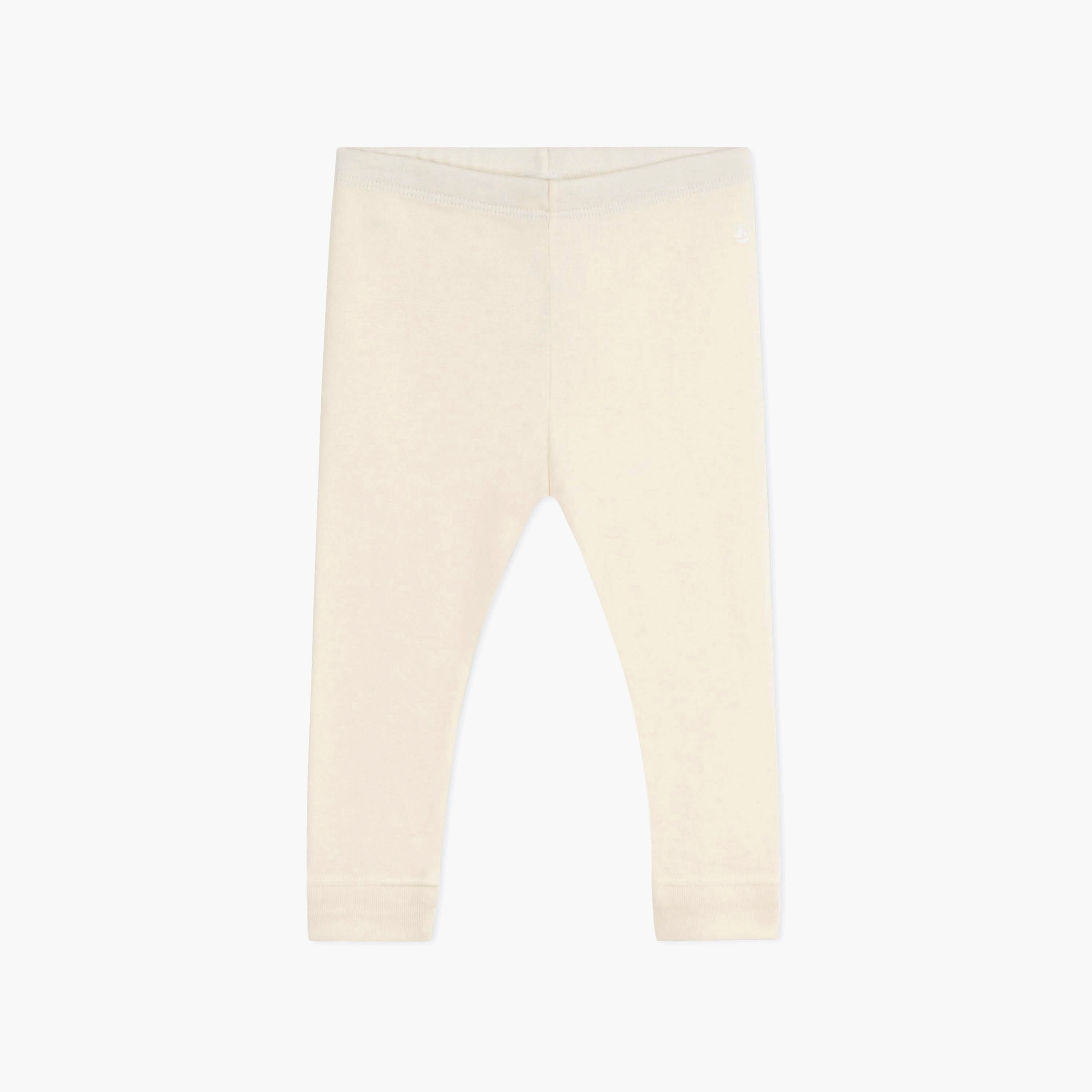 Petit Bateau Solid Cotton Elasticated Leggings-baby-girls-clothing-bottoms-leggings-image-1